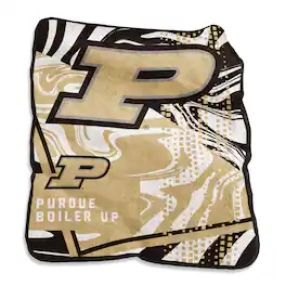 Logo Brands - Purdue Boilermakers 50" x 60" Swirl Raschel Throw Blanket - Multicolor