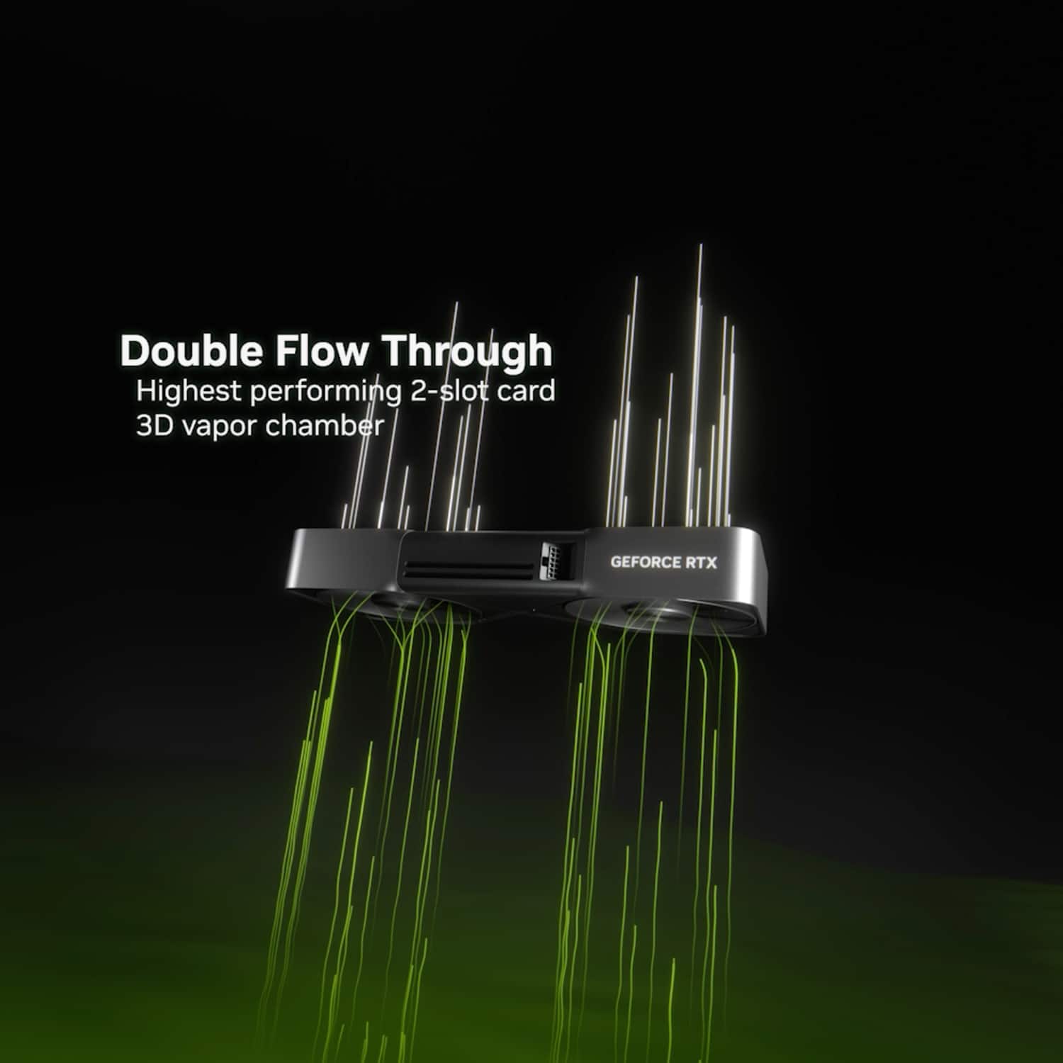 "Double Flow Through Highest performing 2-slot card 3D vapor chamber 3 tbb GEFORCE RTX"