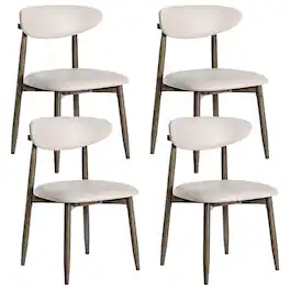 Gymax - Wooden Dining Chairs Set of 4 Upholstered Kitchen Chairs w/ Curved Backrest - Beige