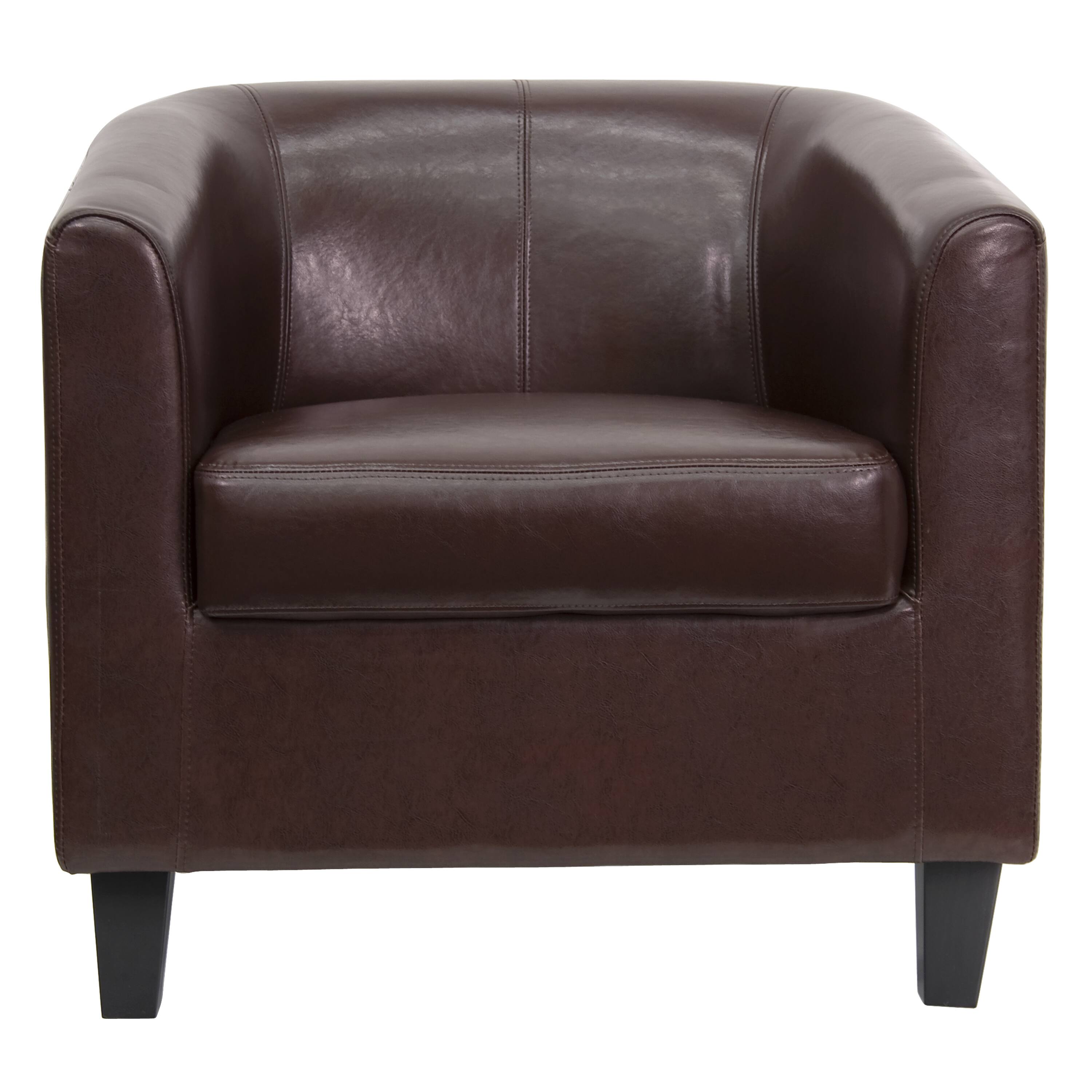 Alt View 7. Emma + Oliver - Faux Leather Lounge Chair with Sloping Arms - Brown.