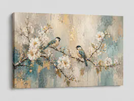 FC Design - Large Canvas 24x36" Bird on Floral Branch Nature Art Painting Wall Décor - MultiColor