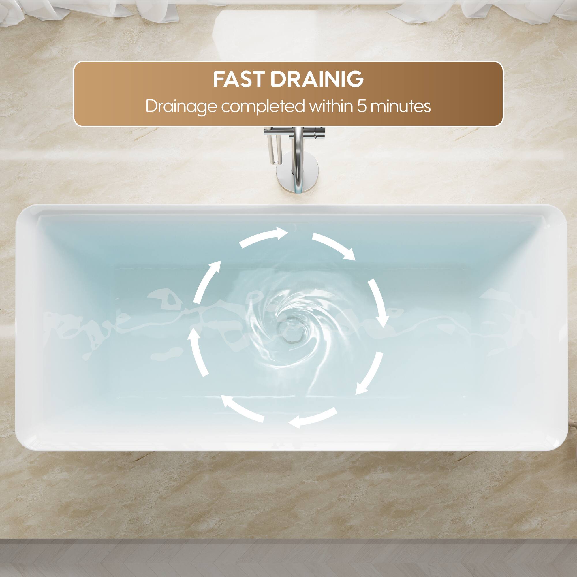 FAST DRAINING  
Drainage completed within 5 minutes
