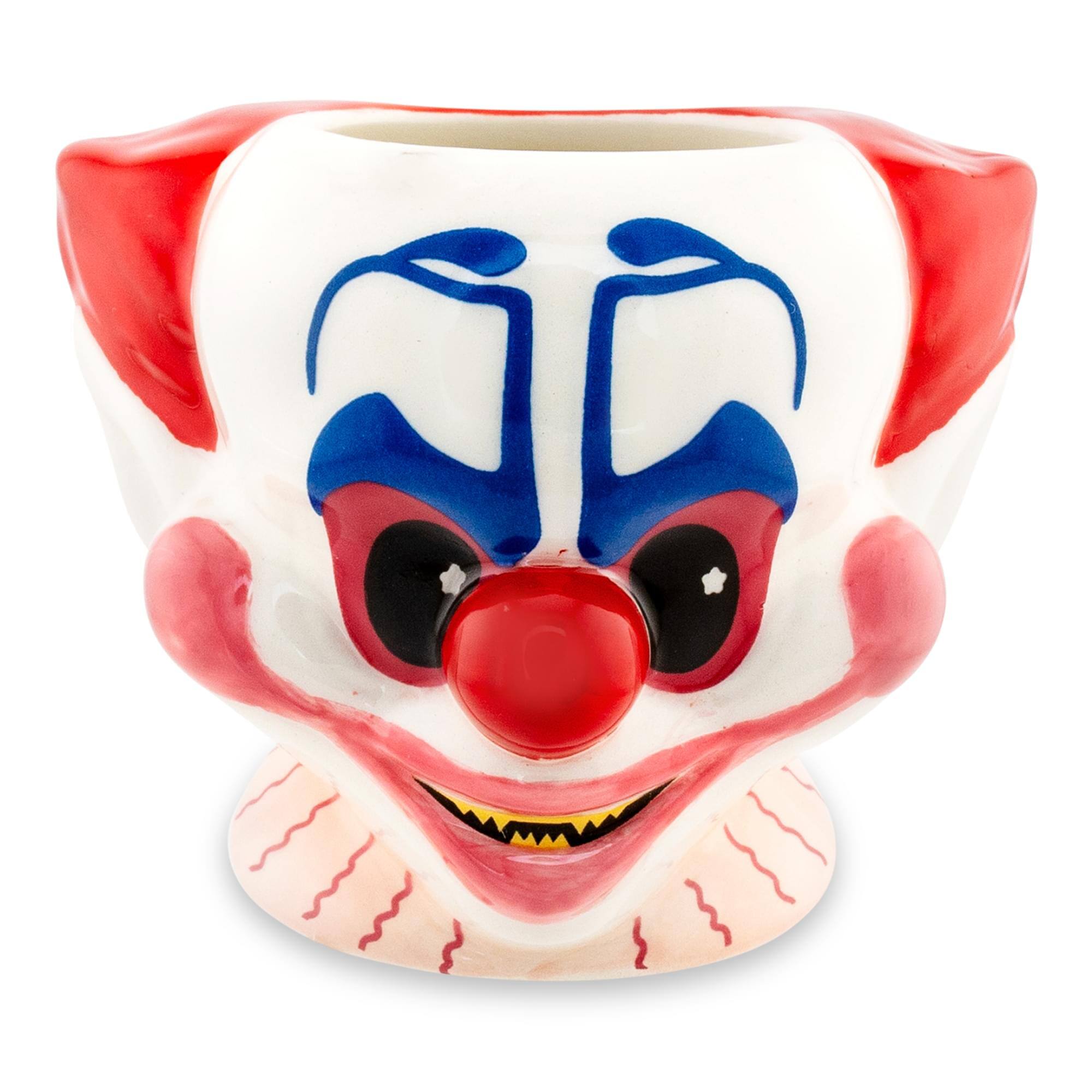 Front. Silver Buffalo - Killer Klowns From Outer Space Rudy 2-Ounce Sculpted Ceramic Shot Glass - Red.