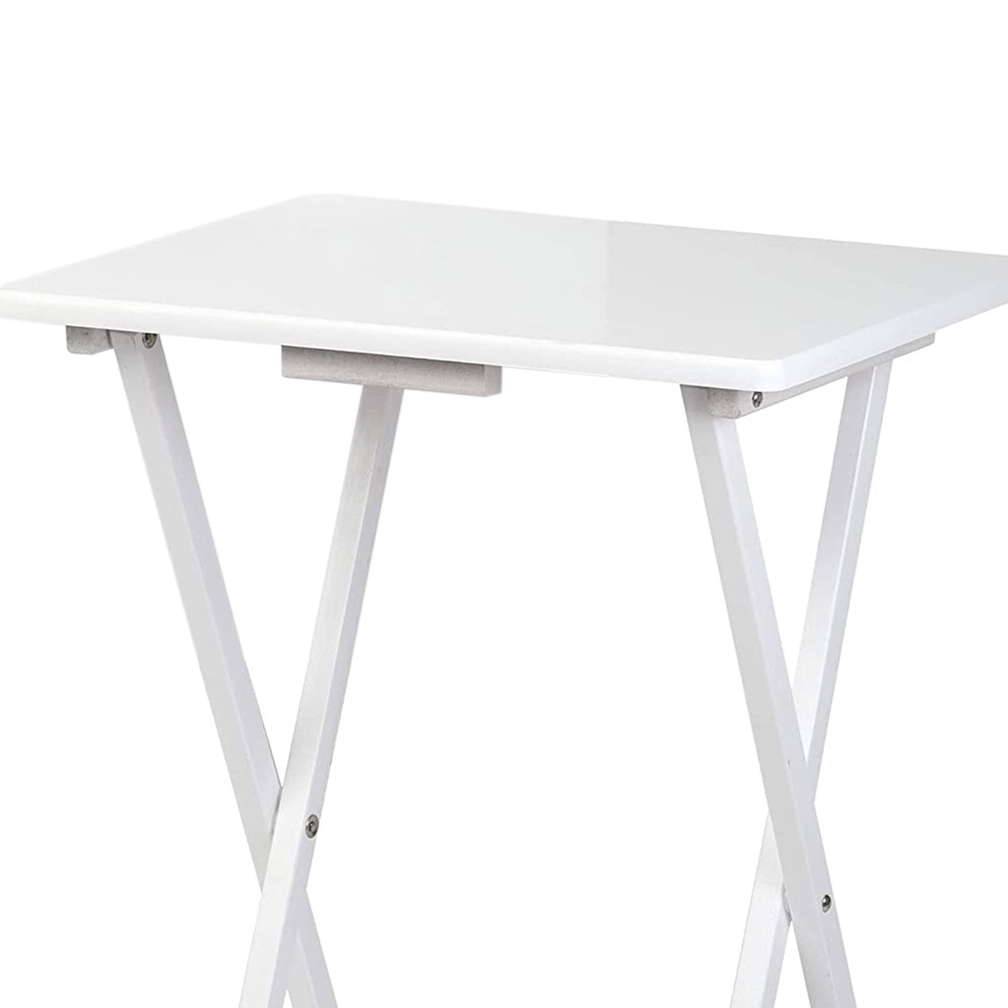 Alt View 8. PJ Wood - PJ Wood Solid Wood Compact Folding TV Tray and Snack Tables, White, 2 Piece Set - White.