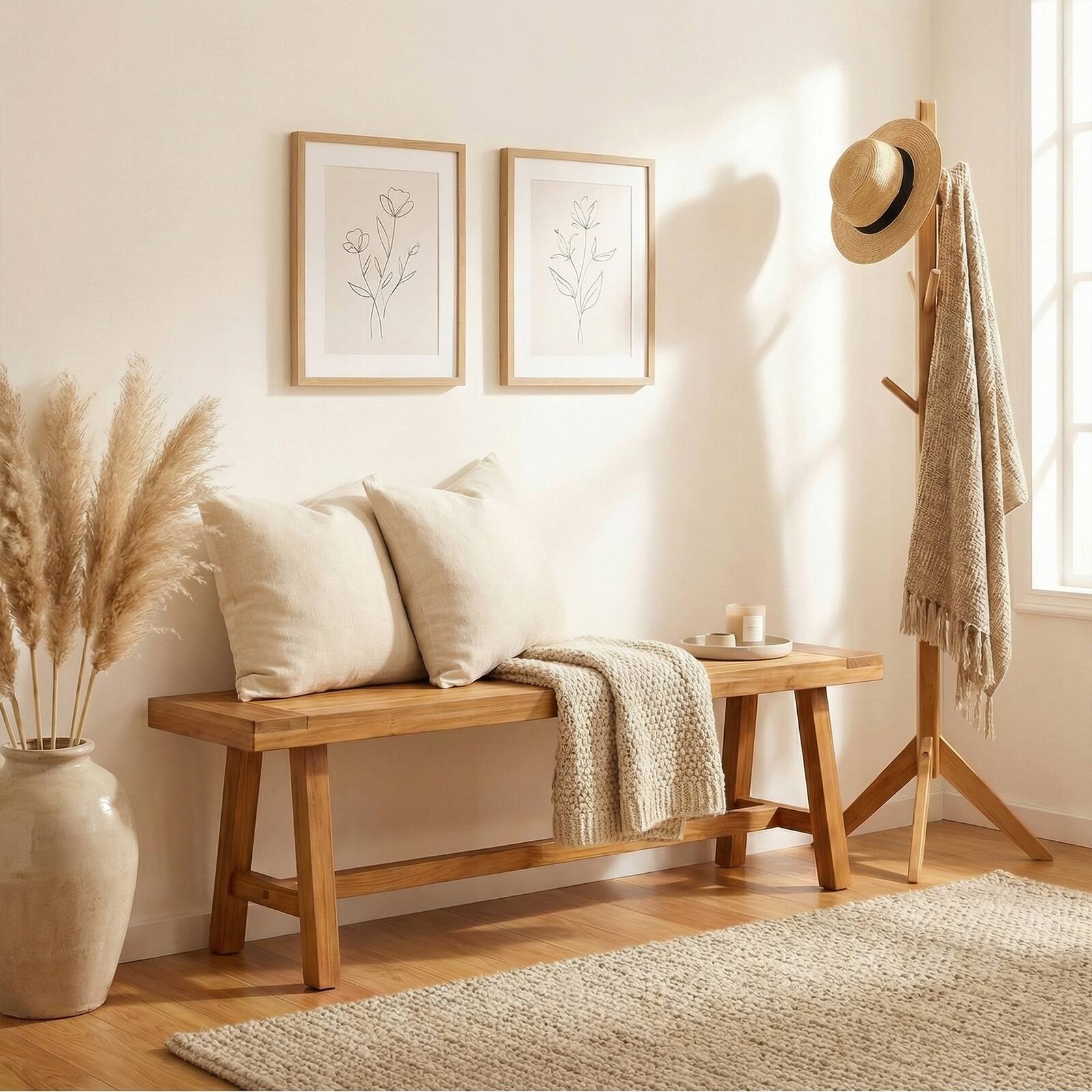 Alt View 1. Costway - Costway 2 PCS 63 Inch Solid Wood Bench, Rustic Farmhouse Narrow Bench for up to 3 People - Natural.