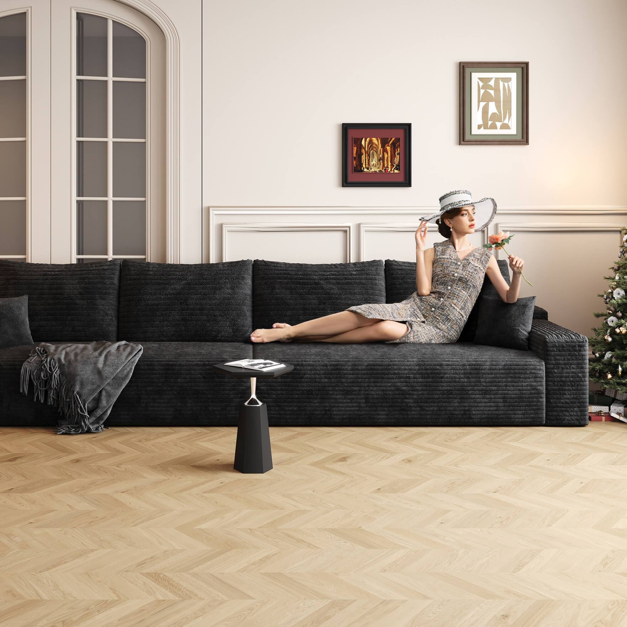Alt View 4. Boyel Living - Black 4 Seat Foam Sofa 140.0-in L x 39.4-in W x 37.8-in H - Black.