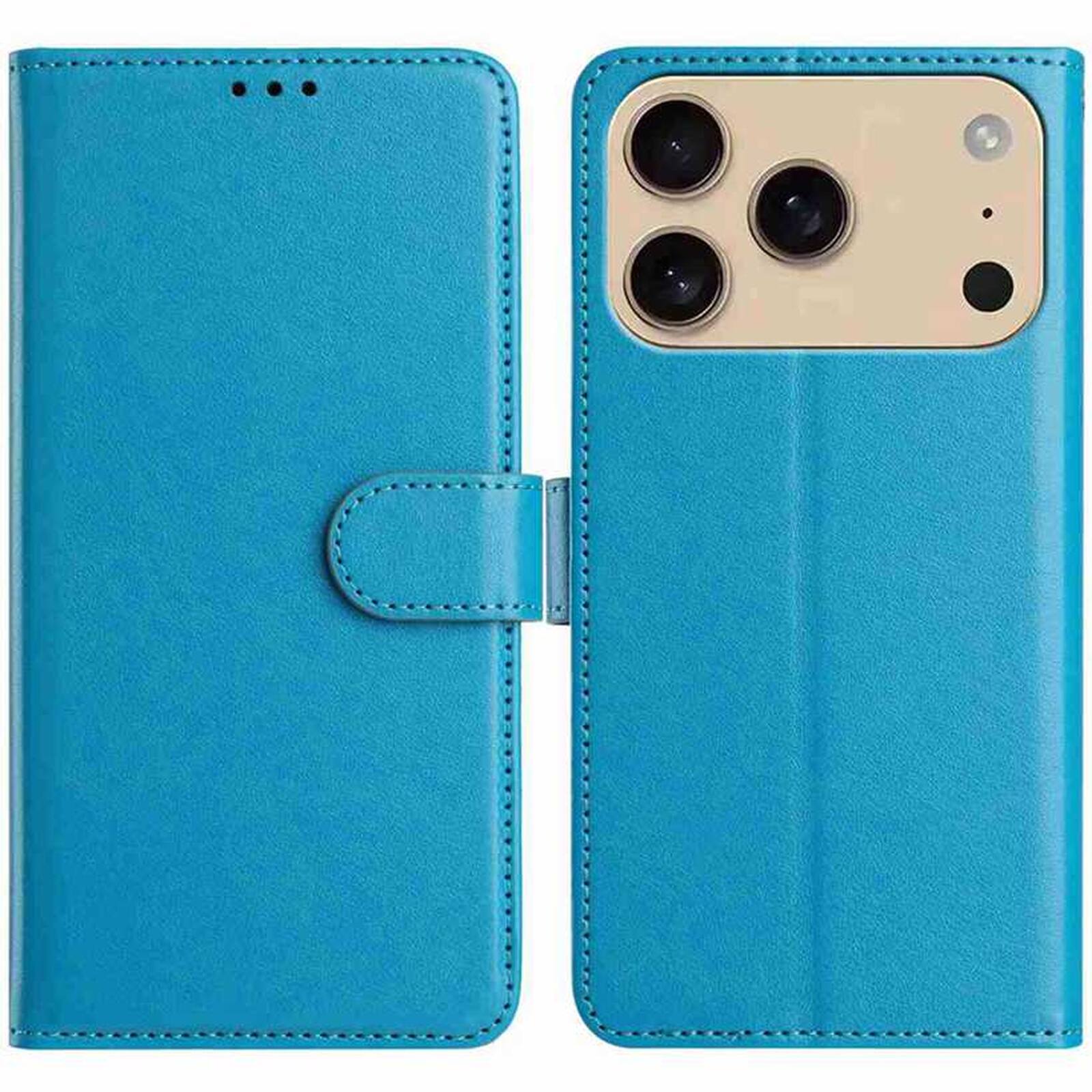 Angle. Dteck - Dteck Wallet Folio Case for Apple iPhone 17 Pro, Shockproof Magnetic PU Leather Flip Card Slots Stand Case - Lightblue.