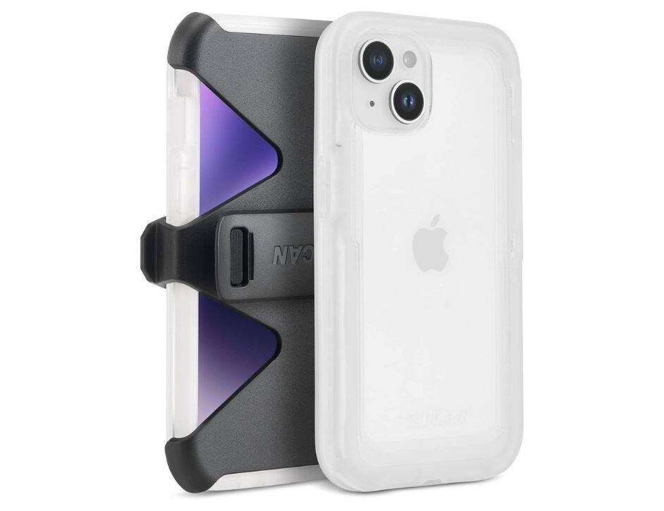 Front. Pelican - Pelican Voyager Clear Magsafe and Holster iPhone 14 Plus Case - Clear.