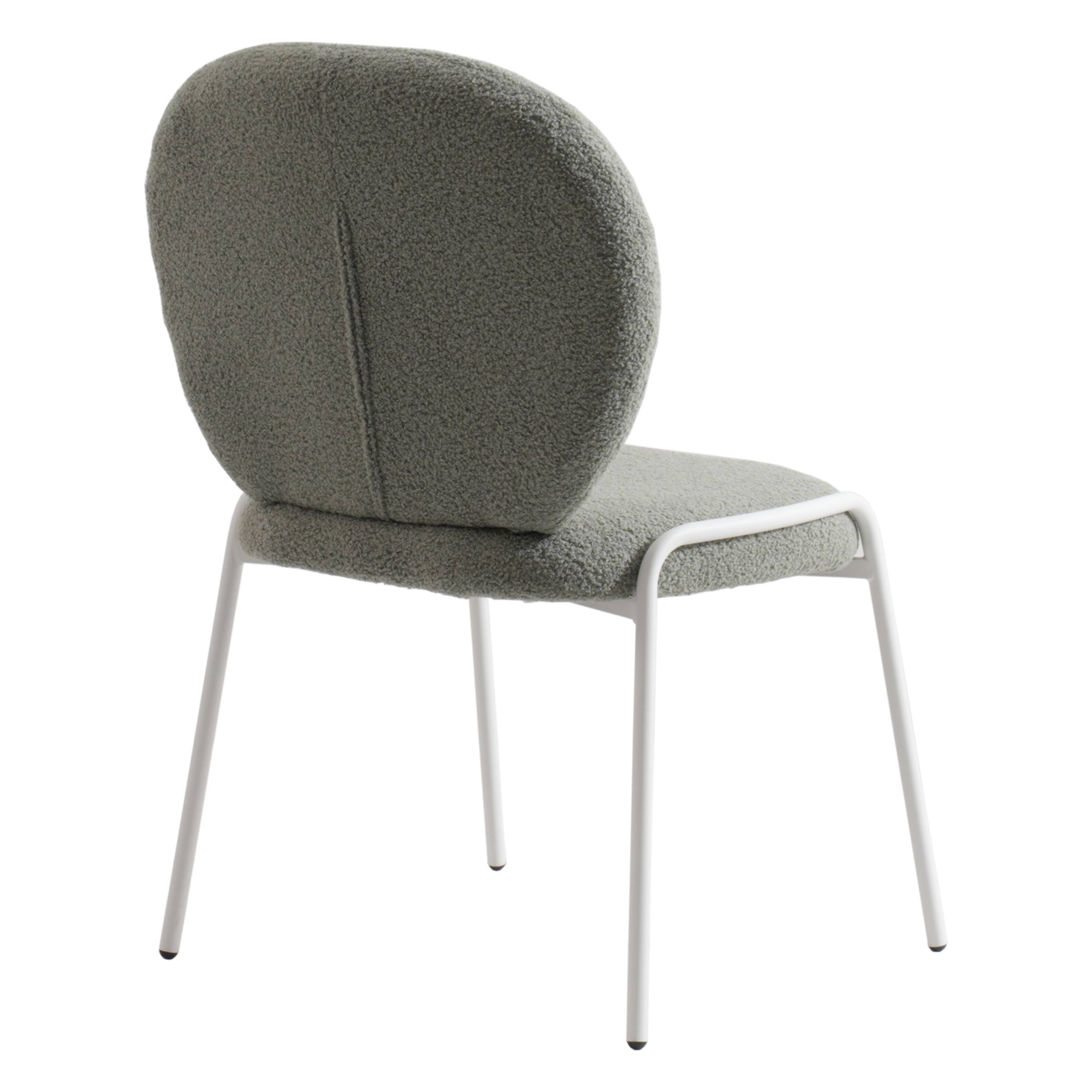 Alt View 2. LeisureMod - Celestial 2-PCS Modern Boucle Dining Chair, Padded Sponge Cushion Kitchen Side Chair with Scratch-Resistant Floor Glides - Green.