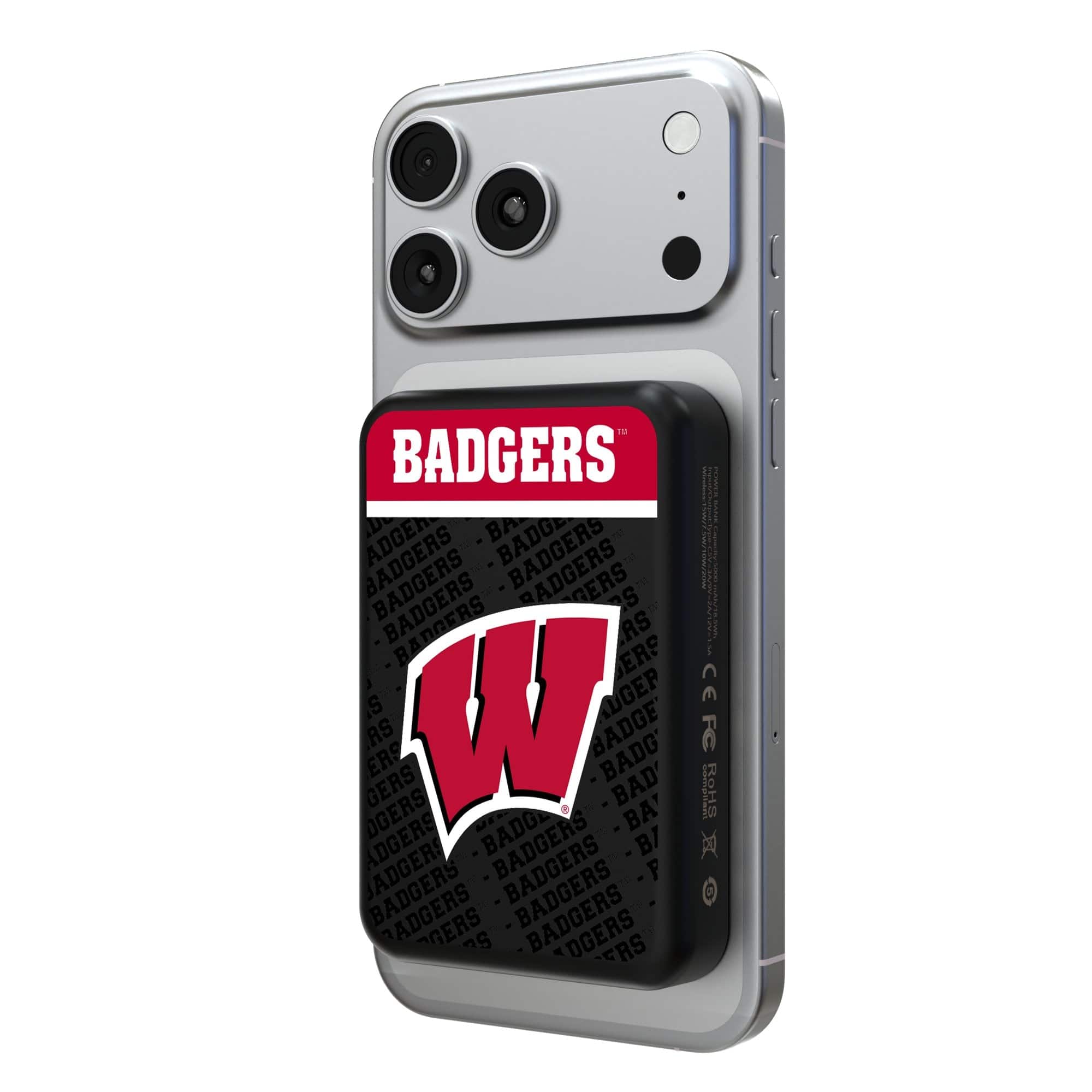 Keyscaper - Wisconsin Badgers Endzone Plus Wireless Power Bank - Multicolor
