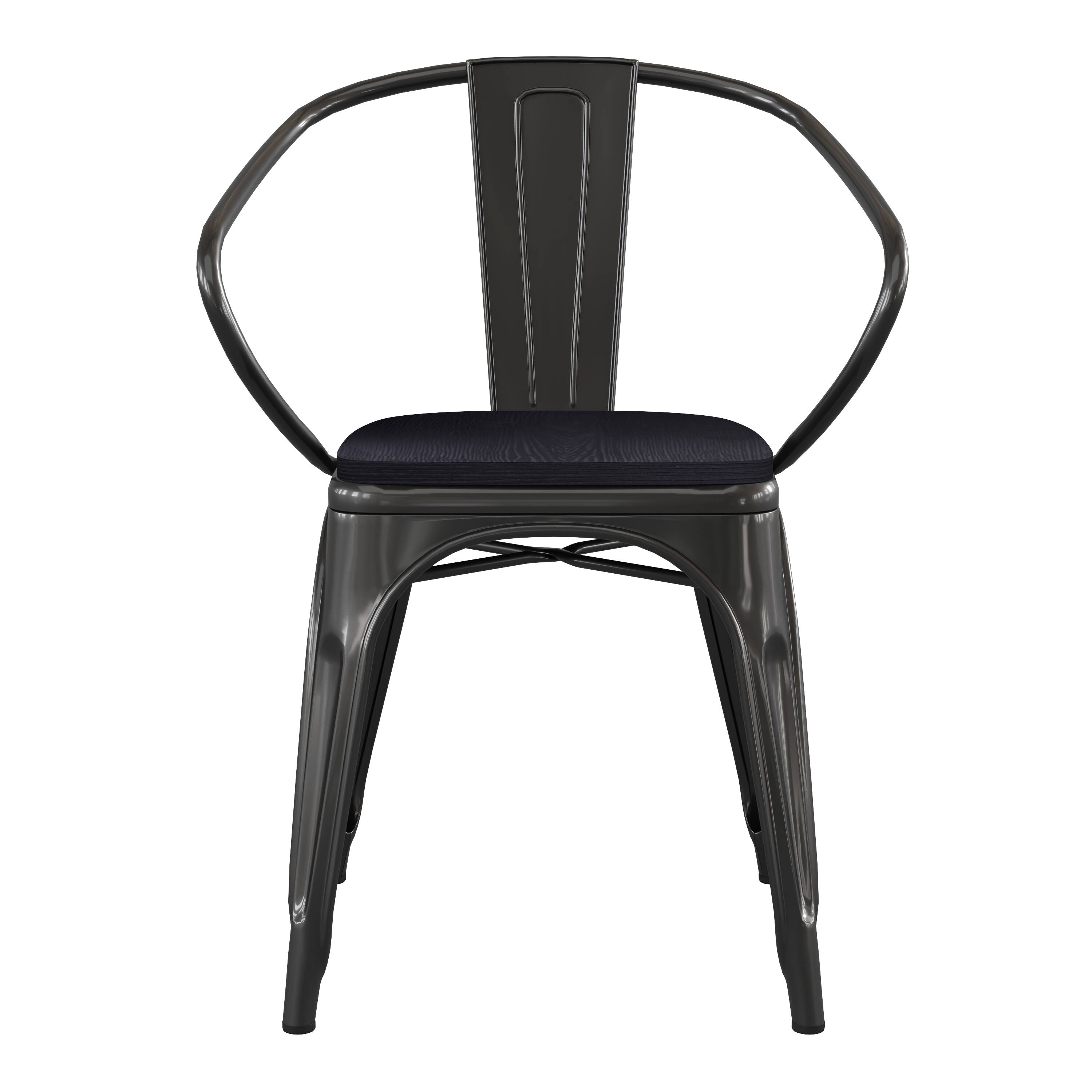 Alt View 11. Alamont Home - Luna All-Weather Metal Stack Chair with Arms and Poly Resin Seat - Black/Black - Black/Black.