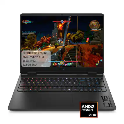 - Emr Al NE TOMEST
- Prrpo apm CO
- GEFORCE RTX 5060
- AMD RYZEN™ 7 HX
- 16 GB RAM
- 512 GB SSD
- AMD RYZEN 7 HX