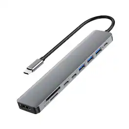 Cluzine - USB HUB 9-in-1 Docking Station PD 100W SD TF Card Reader USB 3.0 4K HDTV Type-C for Mac Laptop