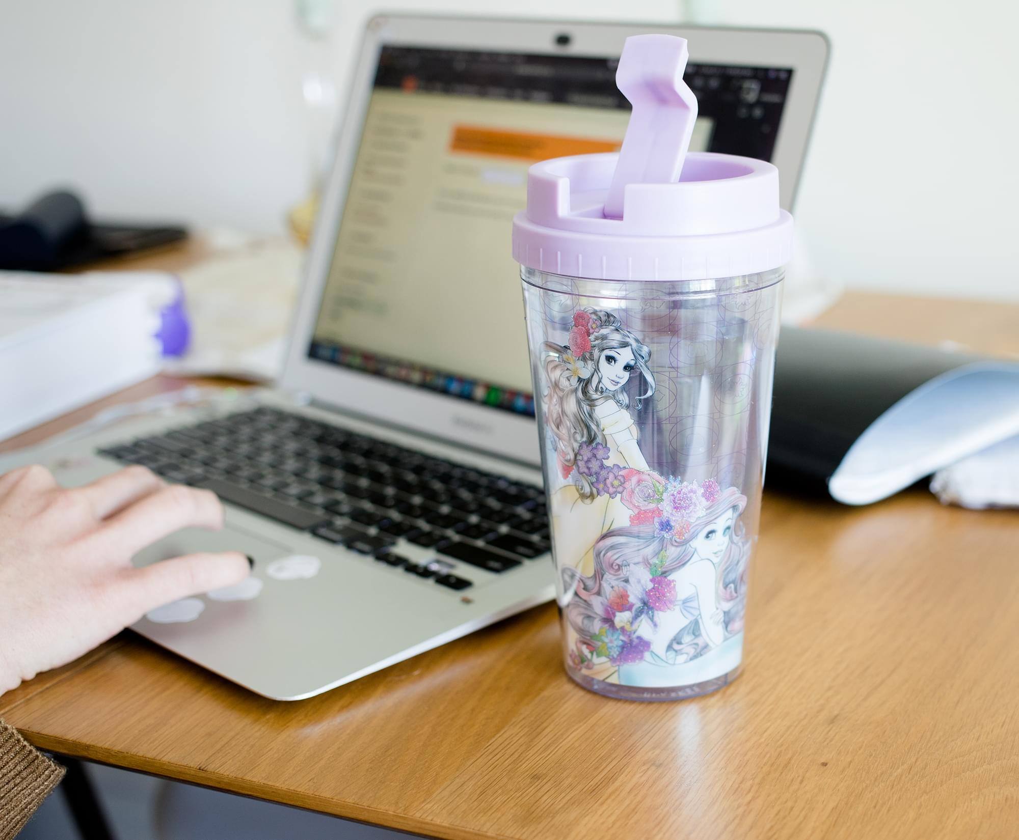 Alt View 3. Silver Buffalo - Disney Princesses Double-Walled Plastic Tumbler With Lid | Holds 16 Ounces - Purple.