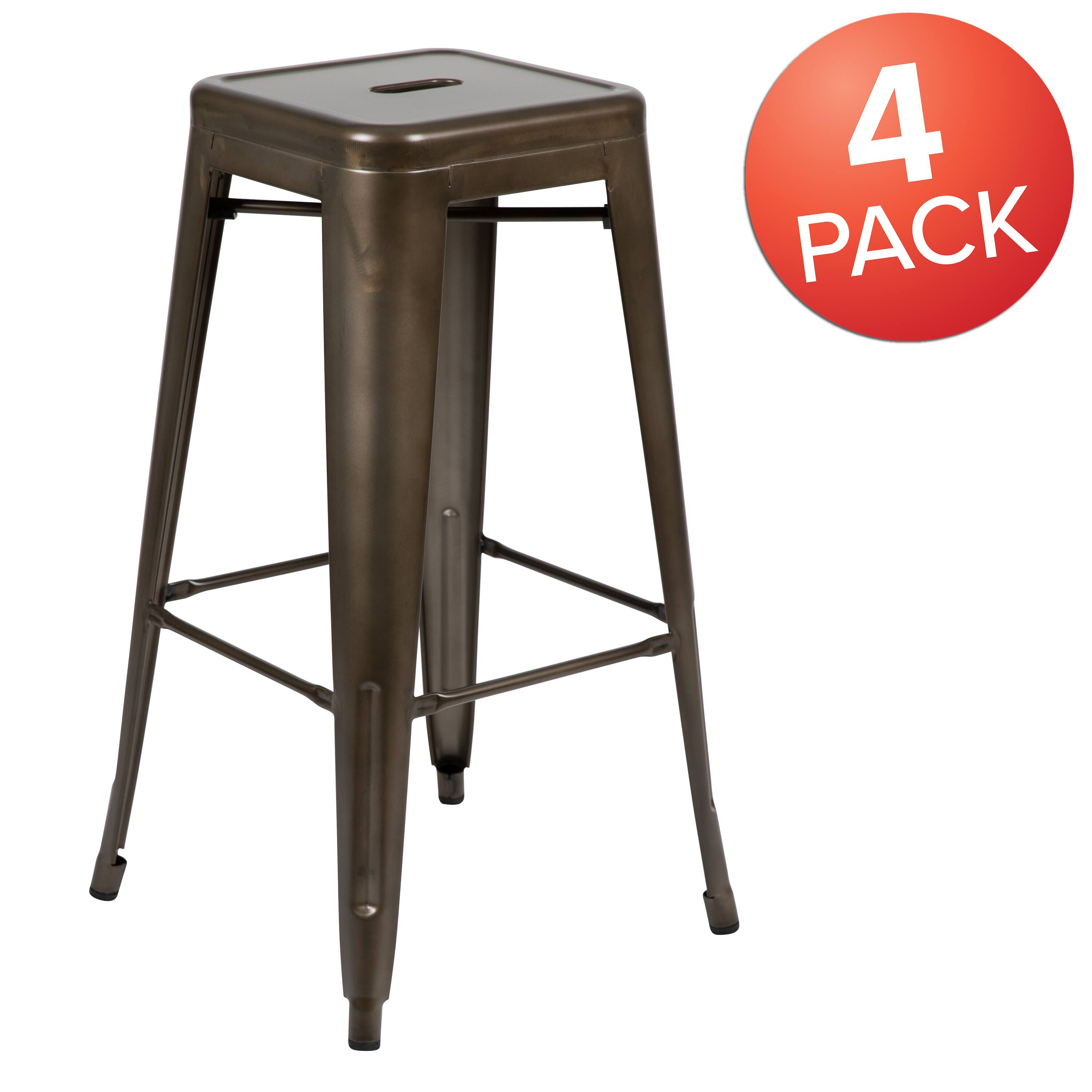Alt View 2. Emma + Oliver - 4 Pack 30" High Metal Indoor Bar Stool - Stackable Stool - Gun Metal.