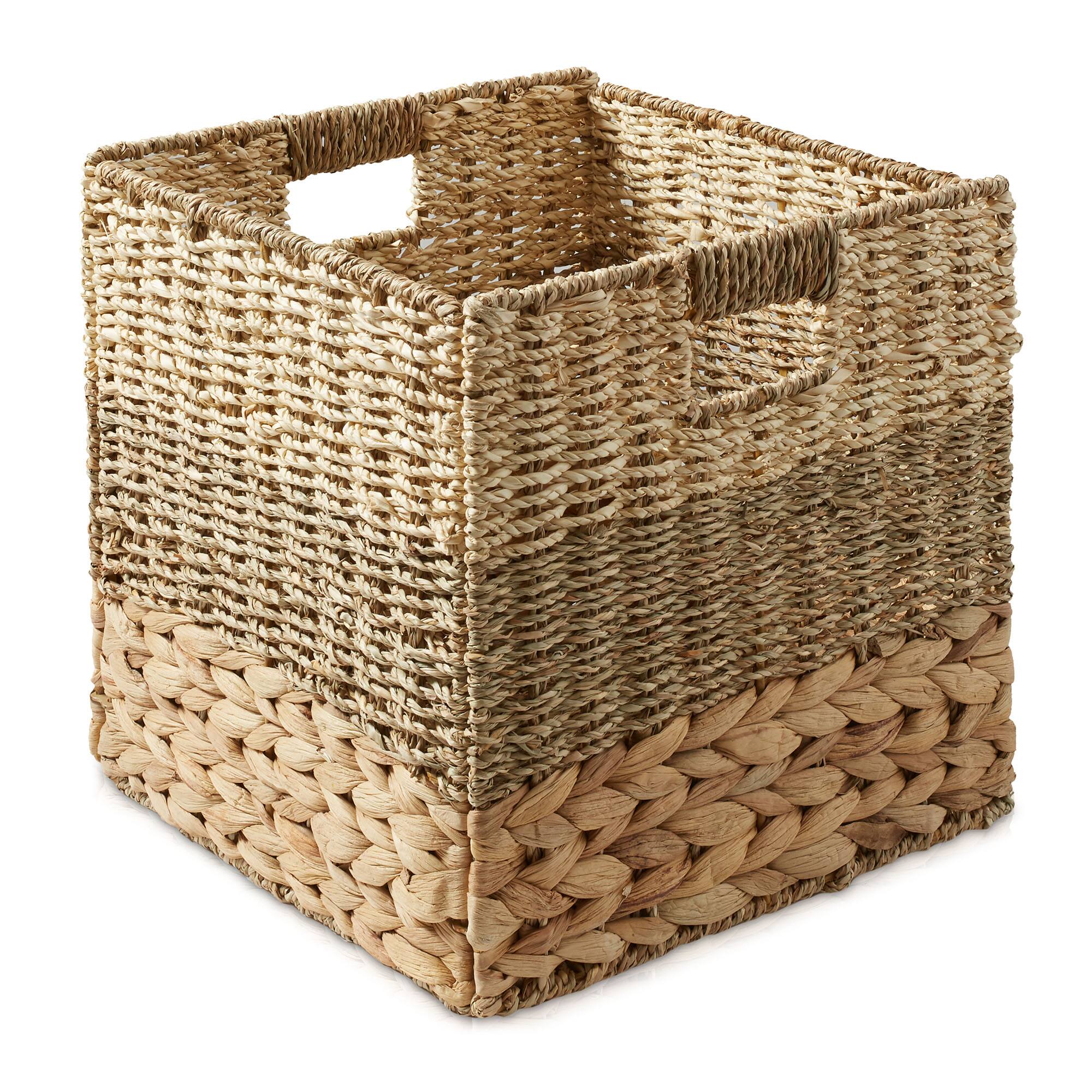 Alt View 2. Casafield - Mixed Weave Hyacinth Seagrass Storage Basket Set - Natural Wicker - Natural, Mixed Weave.