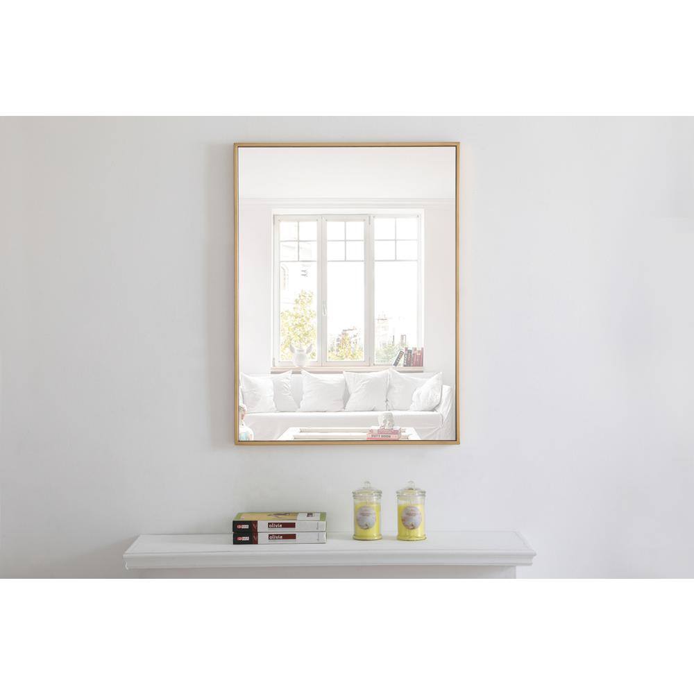 Alt View 6. Elegant Decor - Metal frame Rectangle Mirror 24 inch Brass finish - Brass.