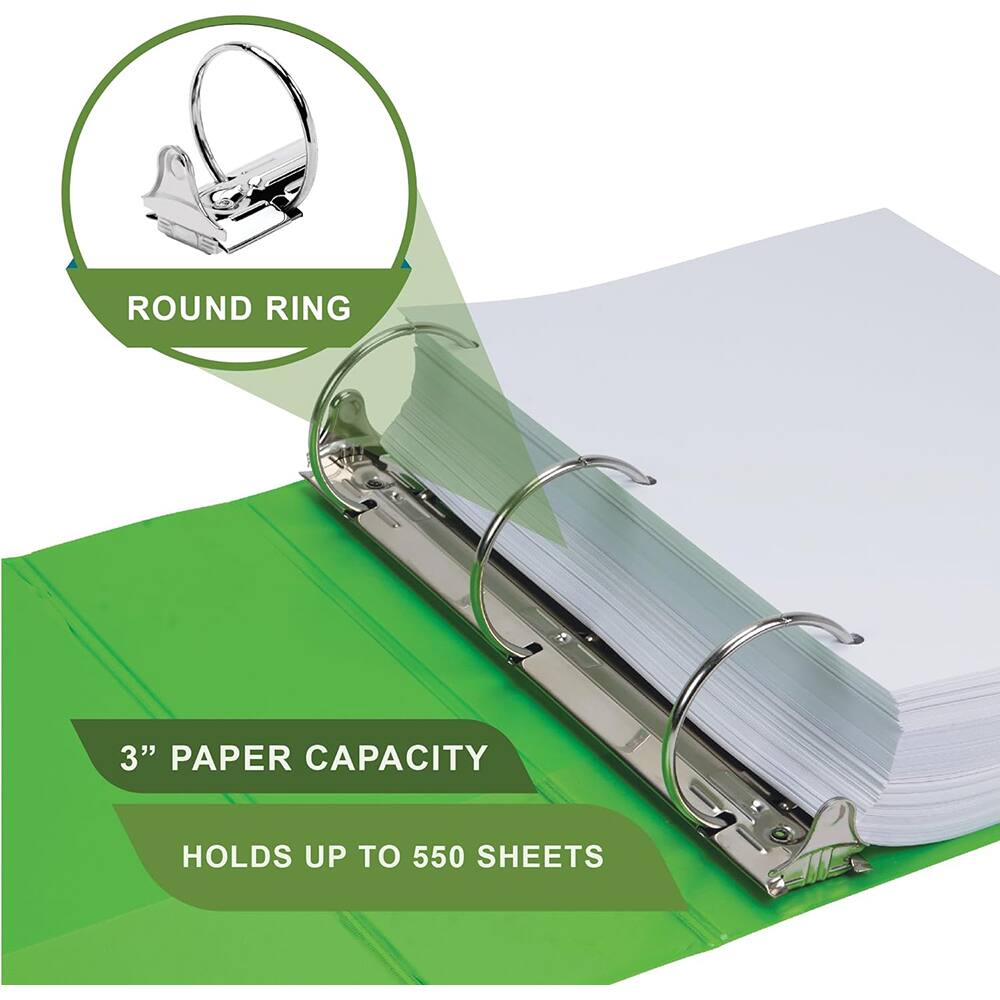ROUND RING

3" PAPER CAPACITY

HOLDS UP TO 550 SHEETS
