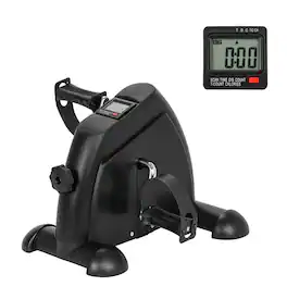 Loheer - Mini Exercise Bike Under Desk Pedal Exerciser Hand and Foot Trainer for Home Office - Black