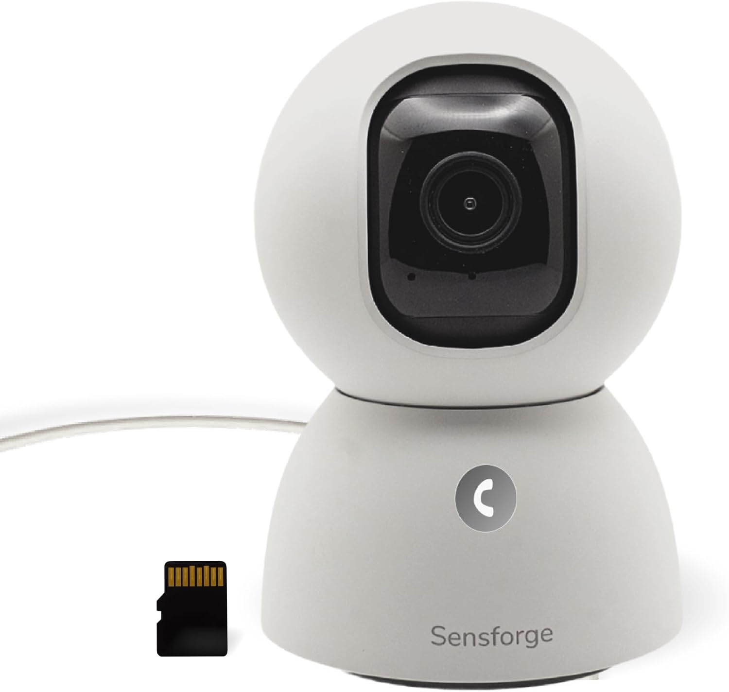 Front. Sensforge - SensForge 2.5K Rechargeable Pan-Tilt Security Camera, AI Detection, 360° Coverage, Dual-Band Wi-Fi, 64GB SD - White.
