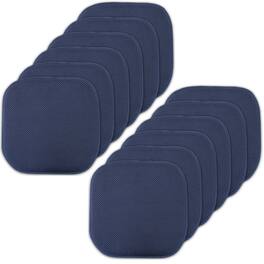 Sweet Home Collection - Honeycomb Memory Foam No Slip Back 16" x 16" Chair Pad Cushion, 12-Pack - Navy