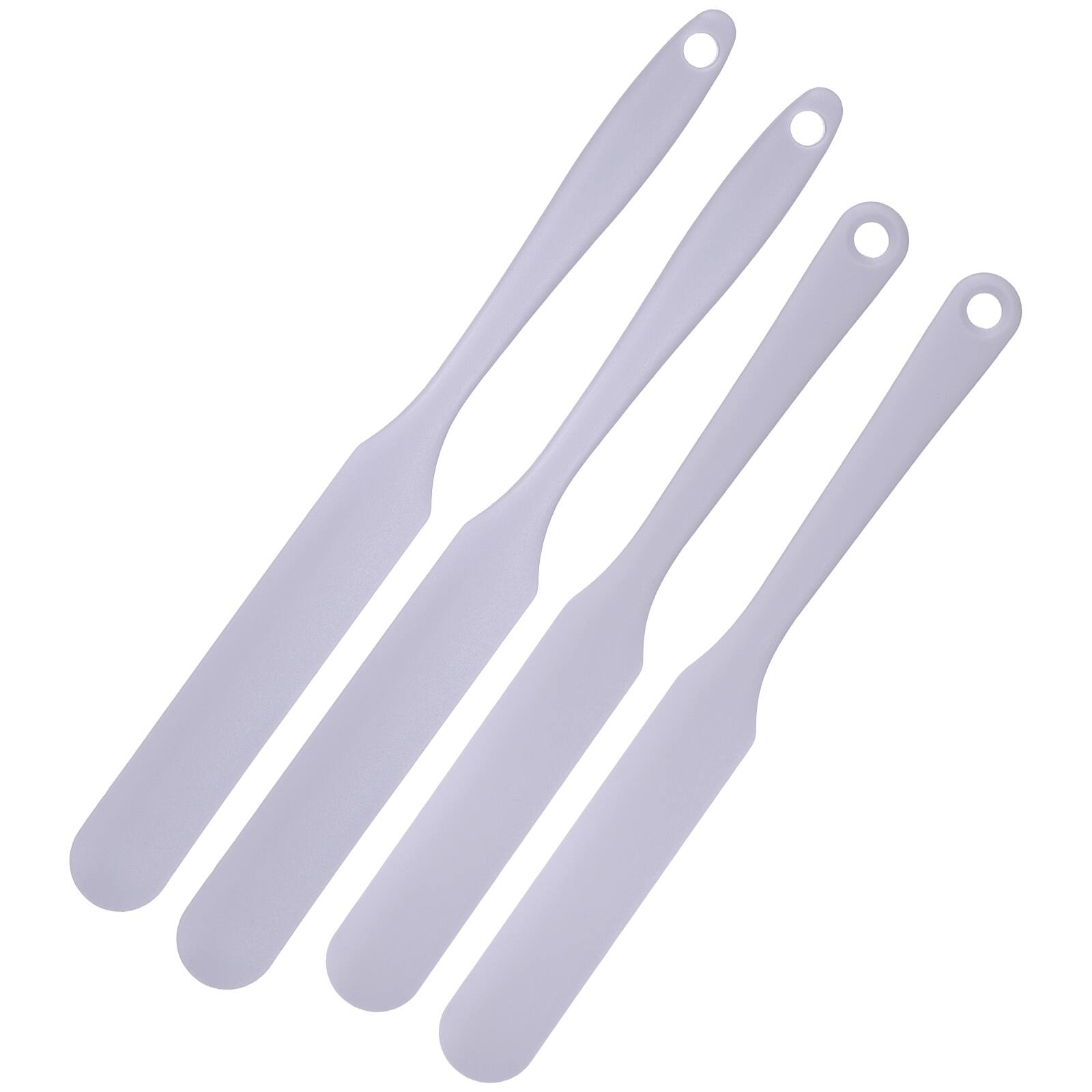 Front. Unique Bargains - 4pcs Silicone Jar Spatula, 9.5"/8" Long Thin Heat Resistant Smooth Scraper for Peanut Butter & Bottles - Light Purple.