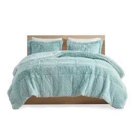 Gracie Mills - Susie Contemporary Shaggy Long Fur Comforter Set - Aqua