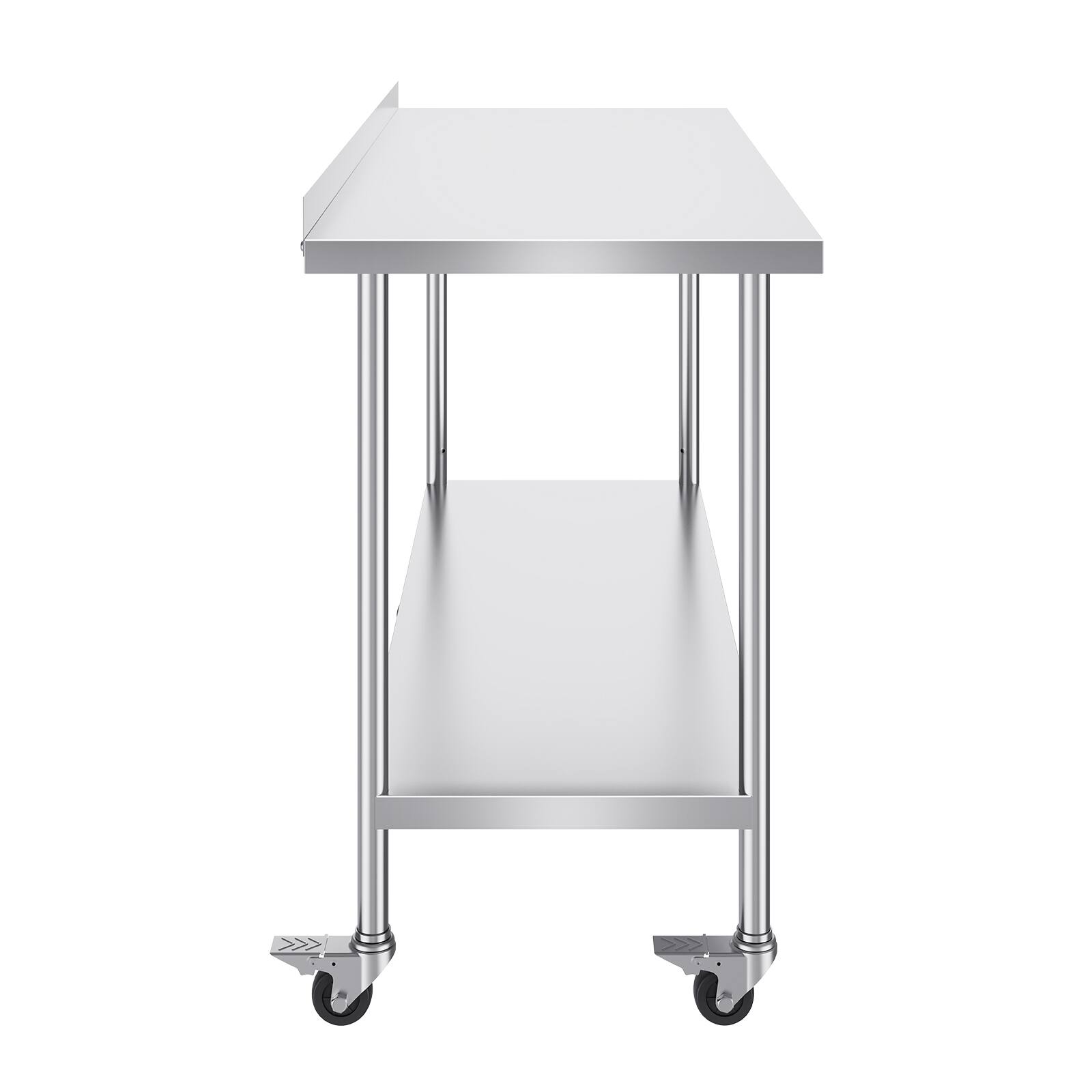 Alt View 5. VEVOR - 24 x 60 x 40 Inch Stainless Steel Work Table, Commercial Food Prep Worktable with Casters, Heavy Duty Prep Worktable - Silver.