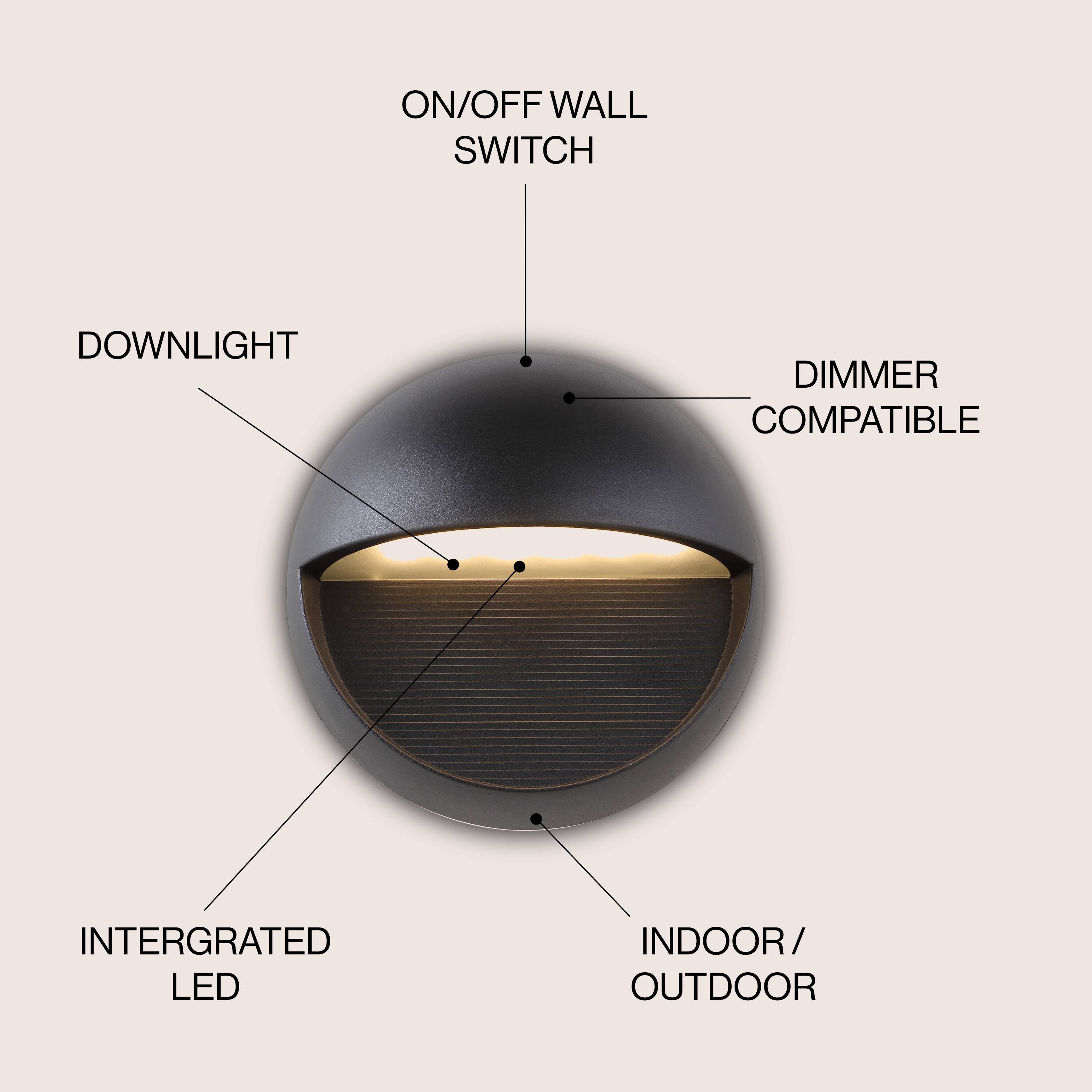 ON/OFF WALL SWITCH DOWNLIGHT DIMMER COMPATIBLE INTEGRATED LED INDOOR/OUTDOOR