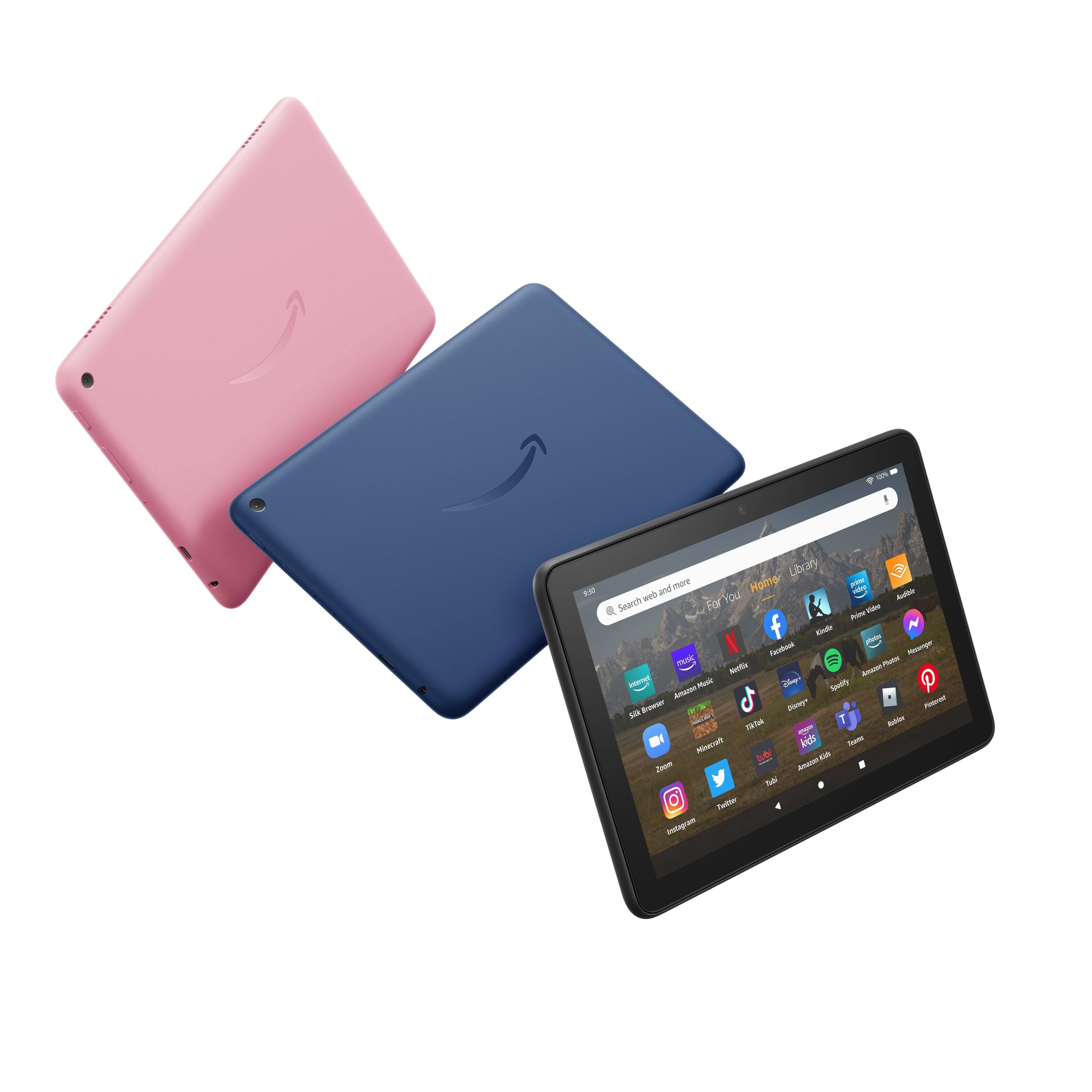 Alt View 1. Amazon - Fire HD 8 (2022) 8" HD tablet with Wi-Fi 64 GB - Denim.
