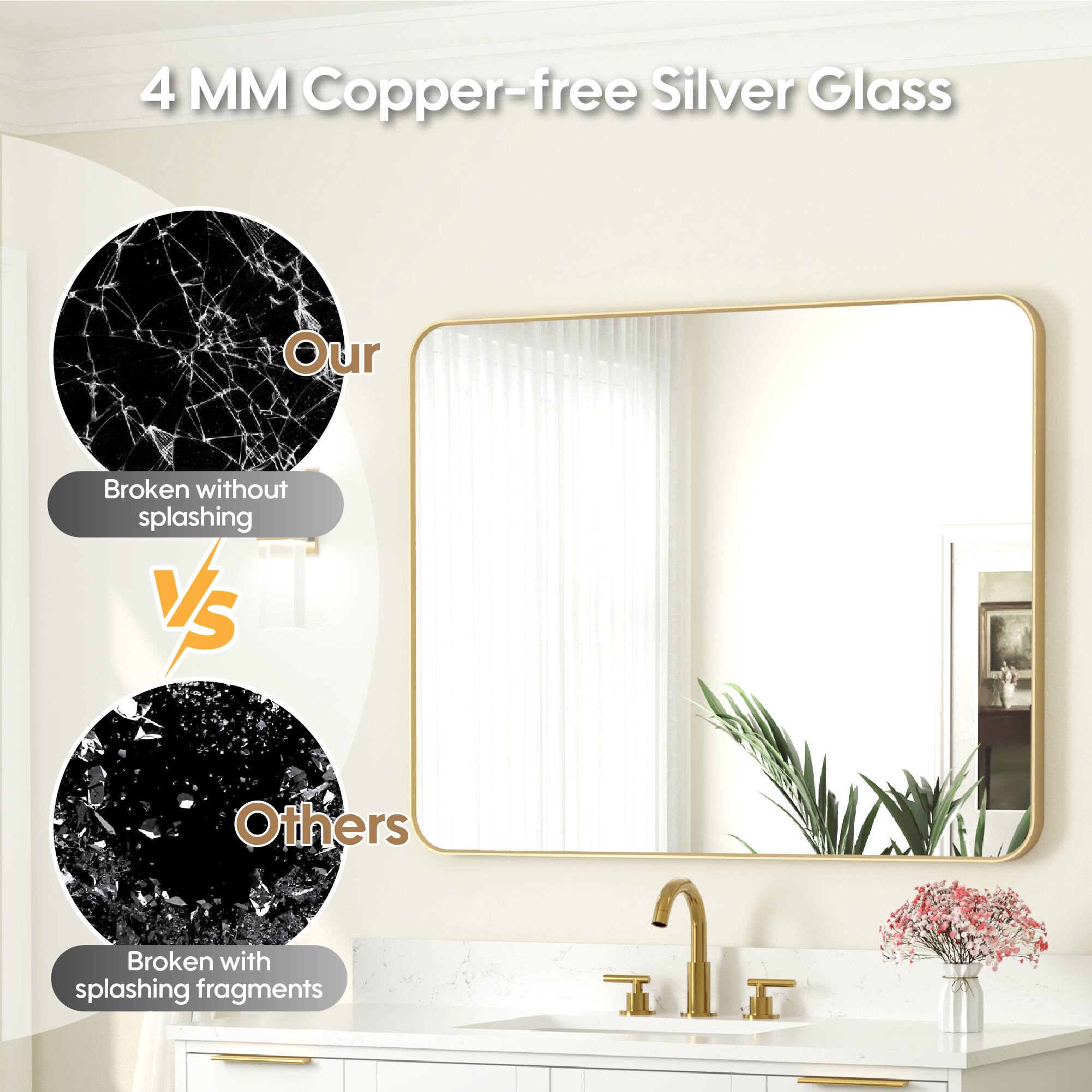4 MM Copper-free Silver Glass

Our
Broken without splashing

VS

Others
Broken with splashing fragments