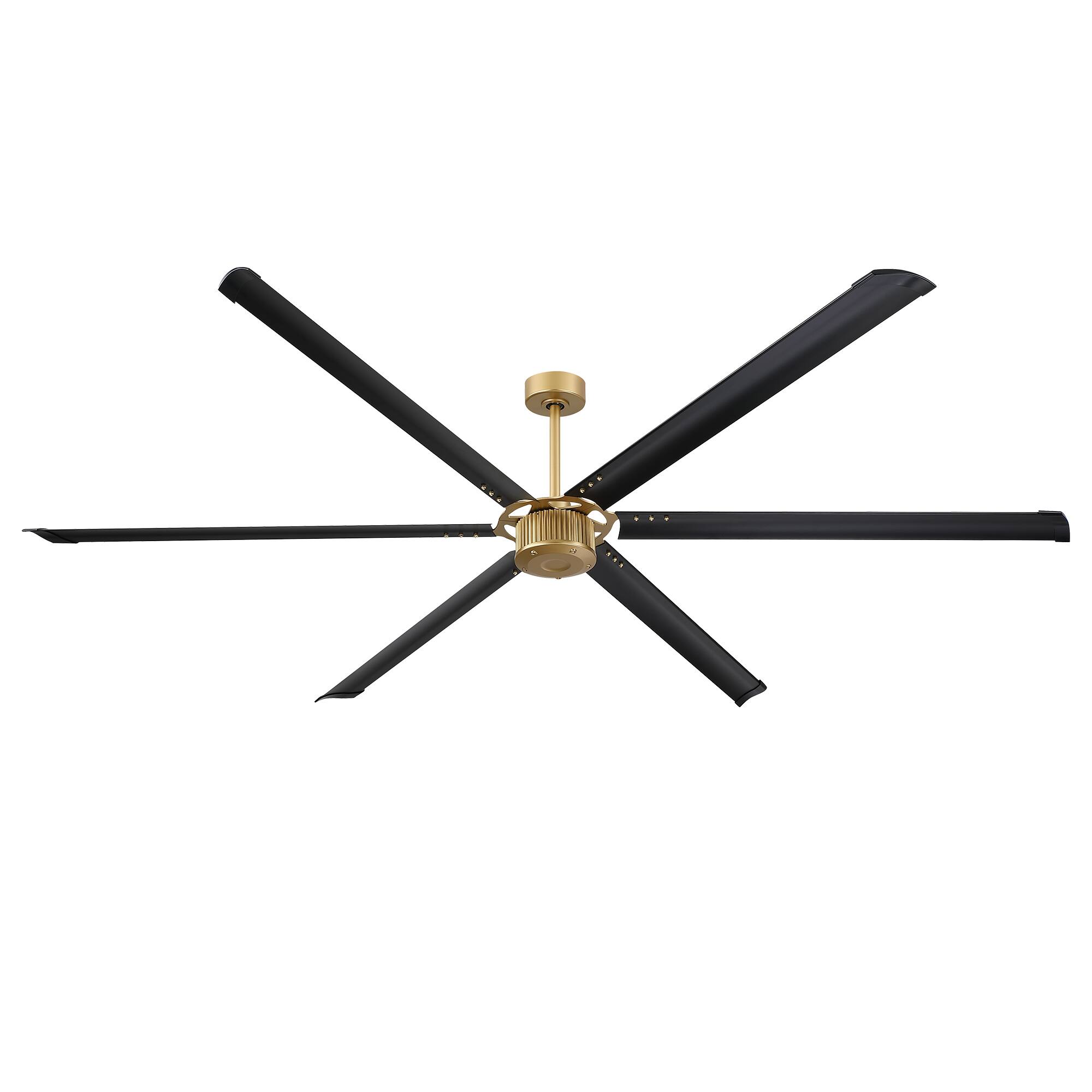 Alt View 6. Parrot Uncle - 96" Industrial 6 Aluminum Blades HVLS Ceiling Fan with Remote, No Light for Wareshop - Black.