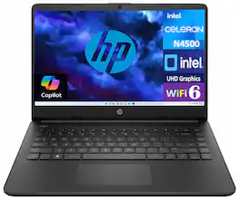 HP - B89MPUA#ABA Laptop, Celeron N4500, 4GB, 64GB eMMC SSD, 14.0" HD HD (1366x768), Intel UHD, Win 11 Home - Jet Black