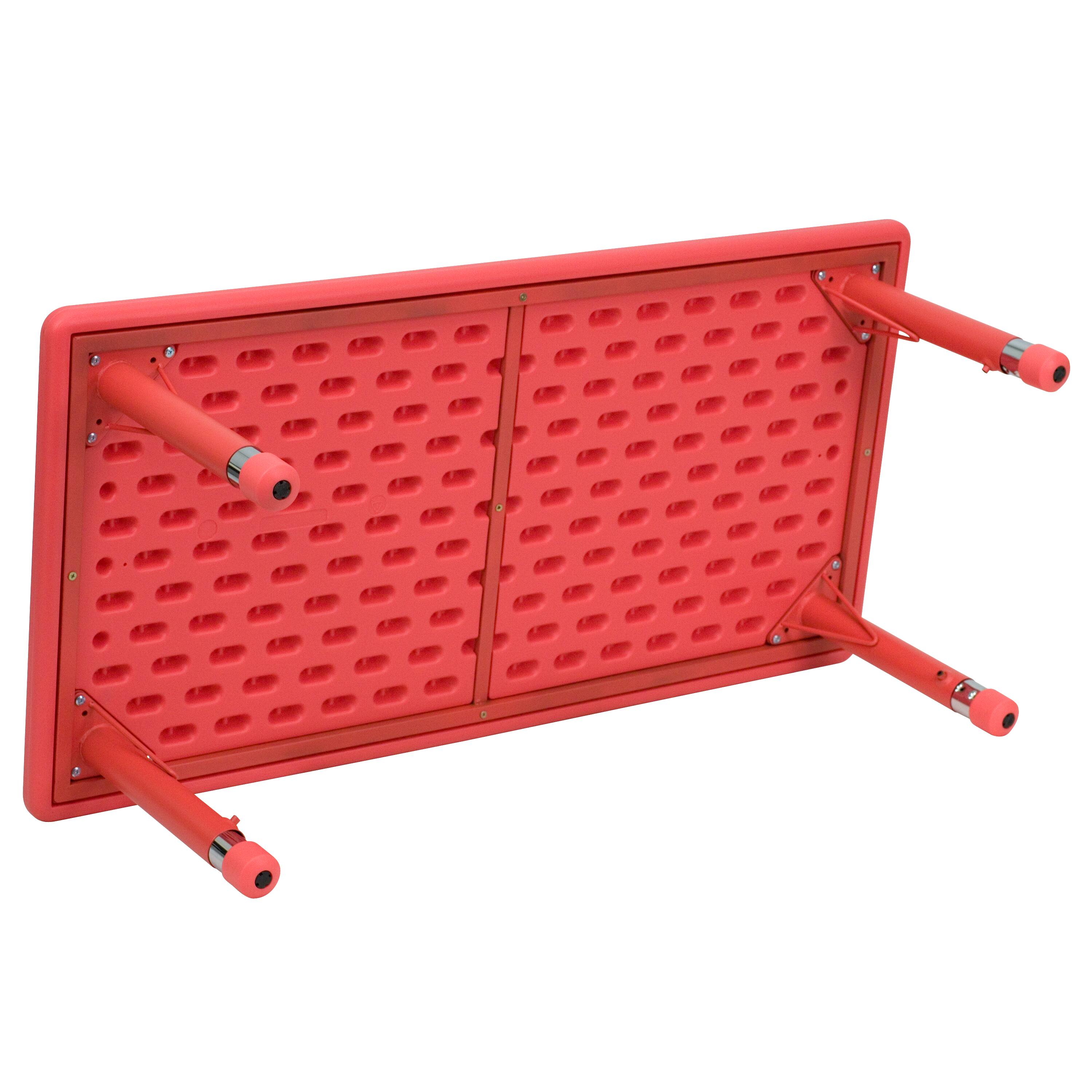 Alt View 6. Emma + Oliver - 24"W x 48"L Rectangular Plastic Height Adjustable Activity Table - Red.