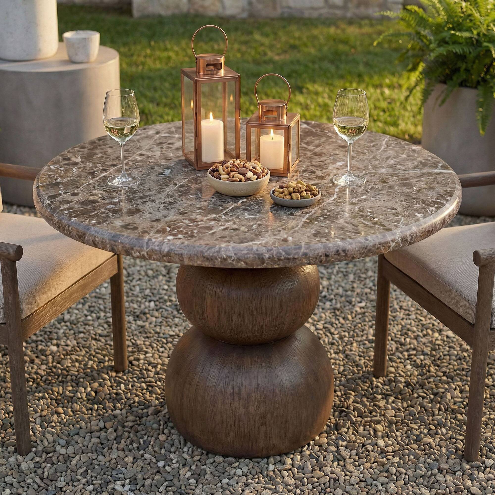 Alt View 5. Modway - Pietra Indoor Outdoor Patio Round Dining Table by Modway - Dark Emperador Marble.