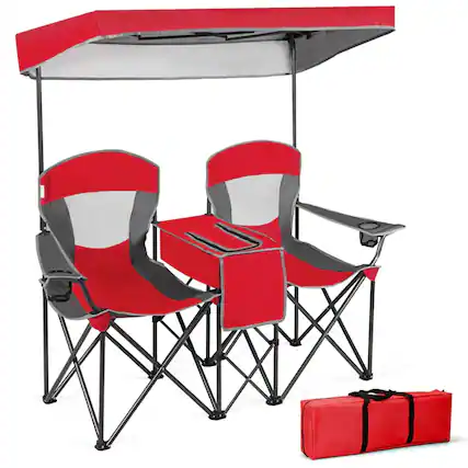 Front. Kadyn - Portable Folding Camping Canopy Chairs with Cup Holder-Red, Outdoor Camping Chairs for Adult Hiking Fishing Beach - Red.