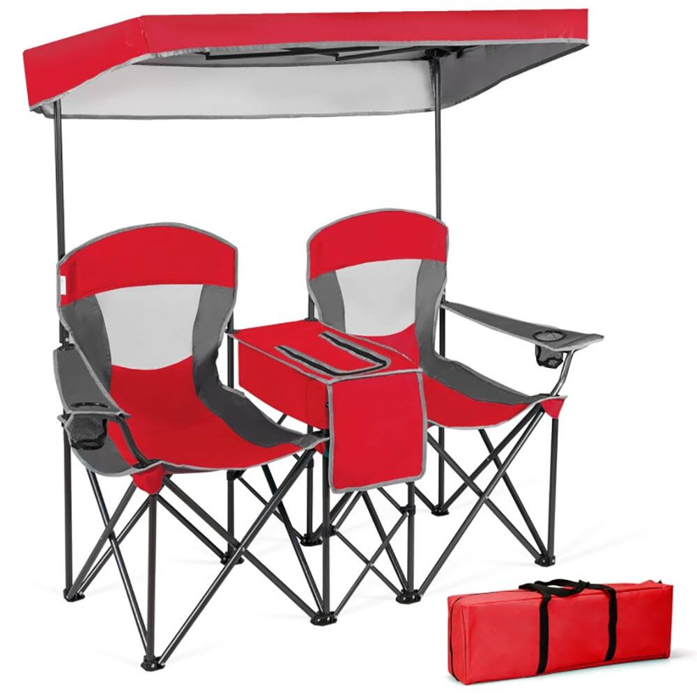 Front. Kadyn - Portable Folding Camping Canopy Chairs with Cup Holder-Red, Outdoor Camping Chairs for Adult Hiking Fishing Beach - Red.