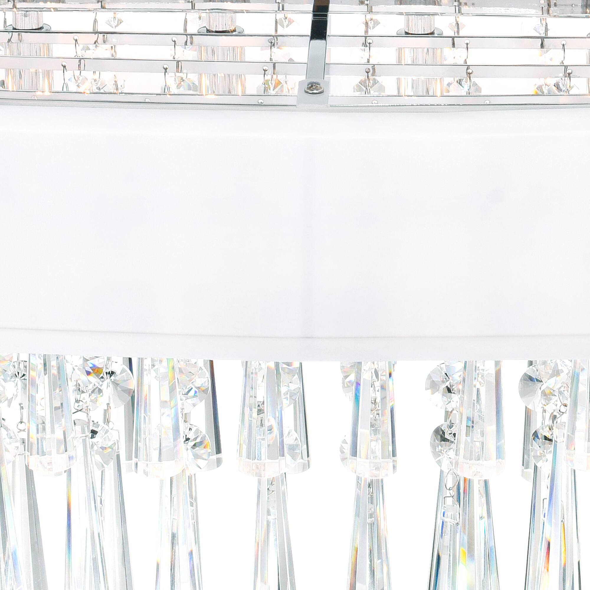 Angle. CWI Lighting - Franca 4 Light Drum Shade Flush Mount With Chrome Finish - Off White.