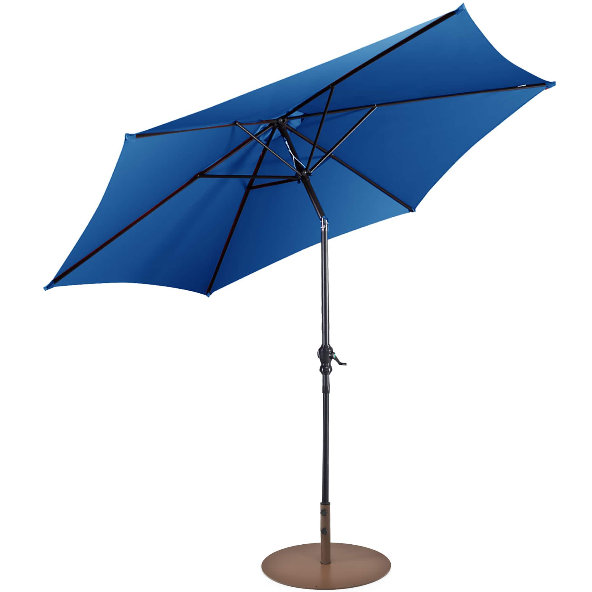 Costway - 10ft Patio Umbrella Outdoor W/ 59 LBS Heavy-Duty Round Umbrella Stand - Blue