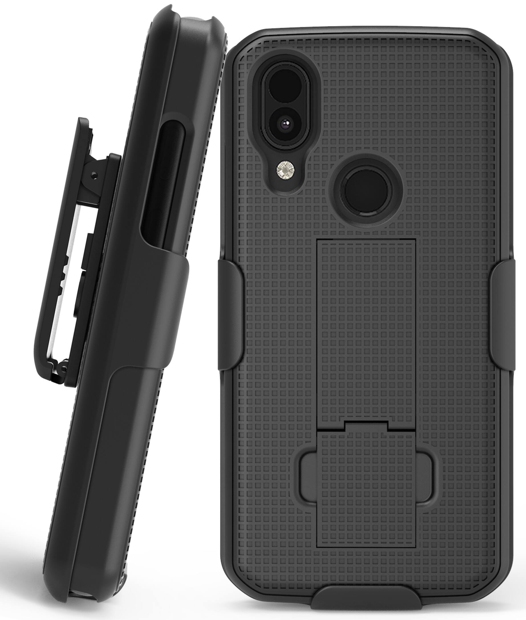 Alt View 2. Nakedcellphone - Case with Stand and Belt Clip Holster for CAT S62 Pro - Black.
