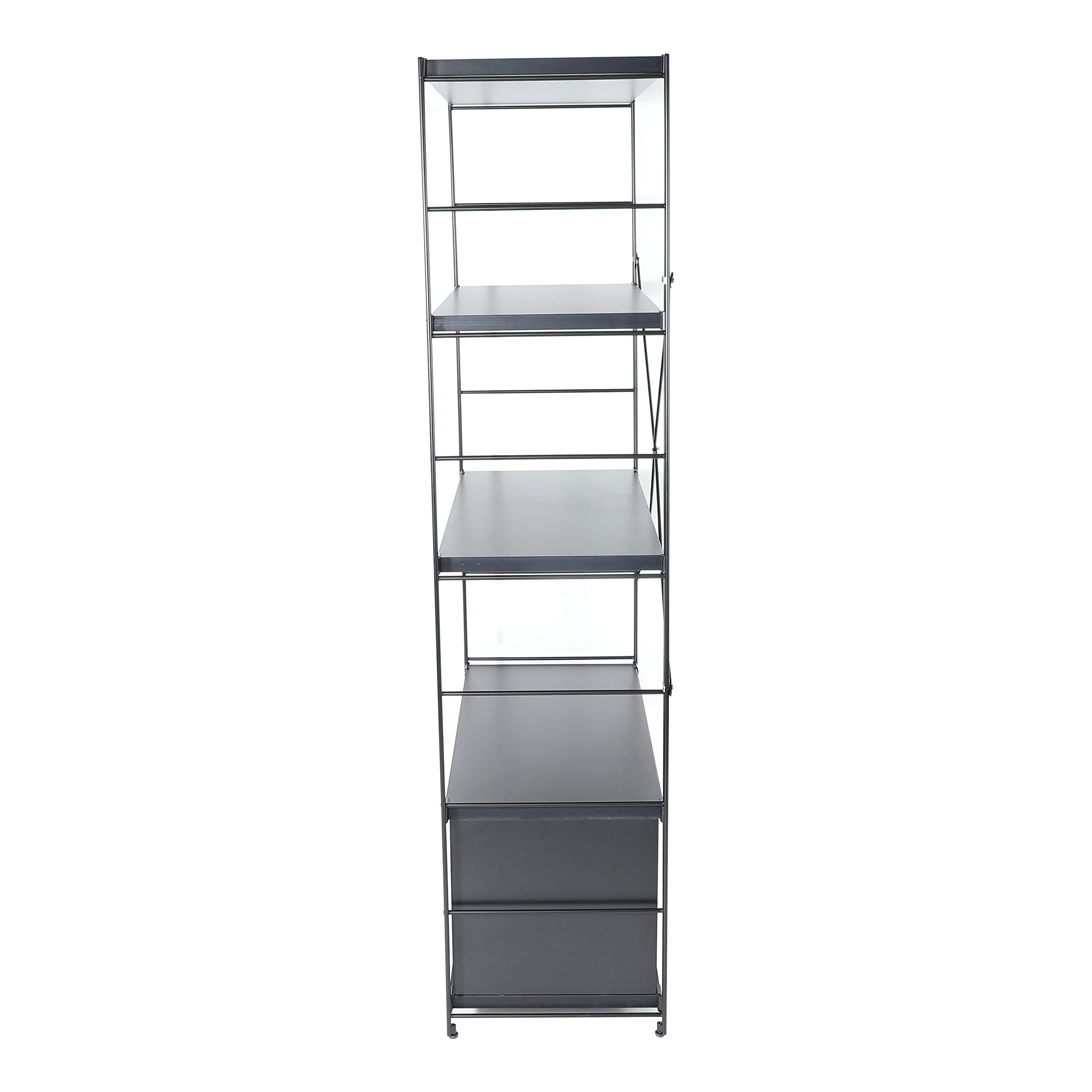 Alt View 2. LeisureMod - Etagere 4-Shelf Industrial Bookcase with Black Steel Frame and Melamine Shelves Open Storage for Living Room and Office - Black.