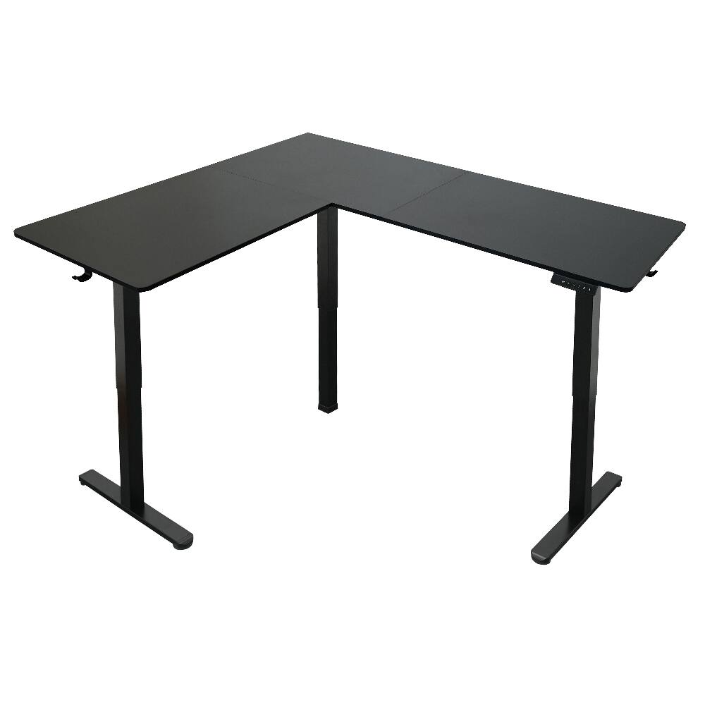 Alt View 7. Loheer - Loheer 63 Inch L-Shaped Electric Standing Desk Black Corner Sit to Stand Desk with 3 Memory Presets - Black.
