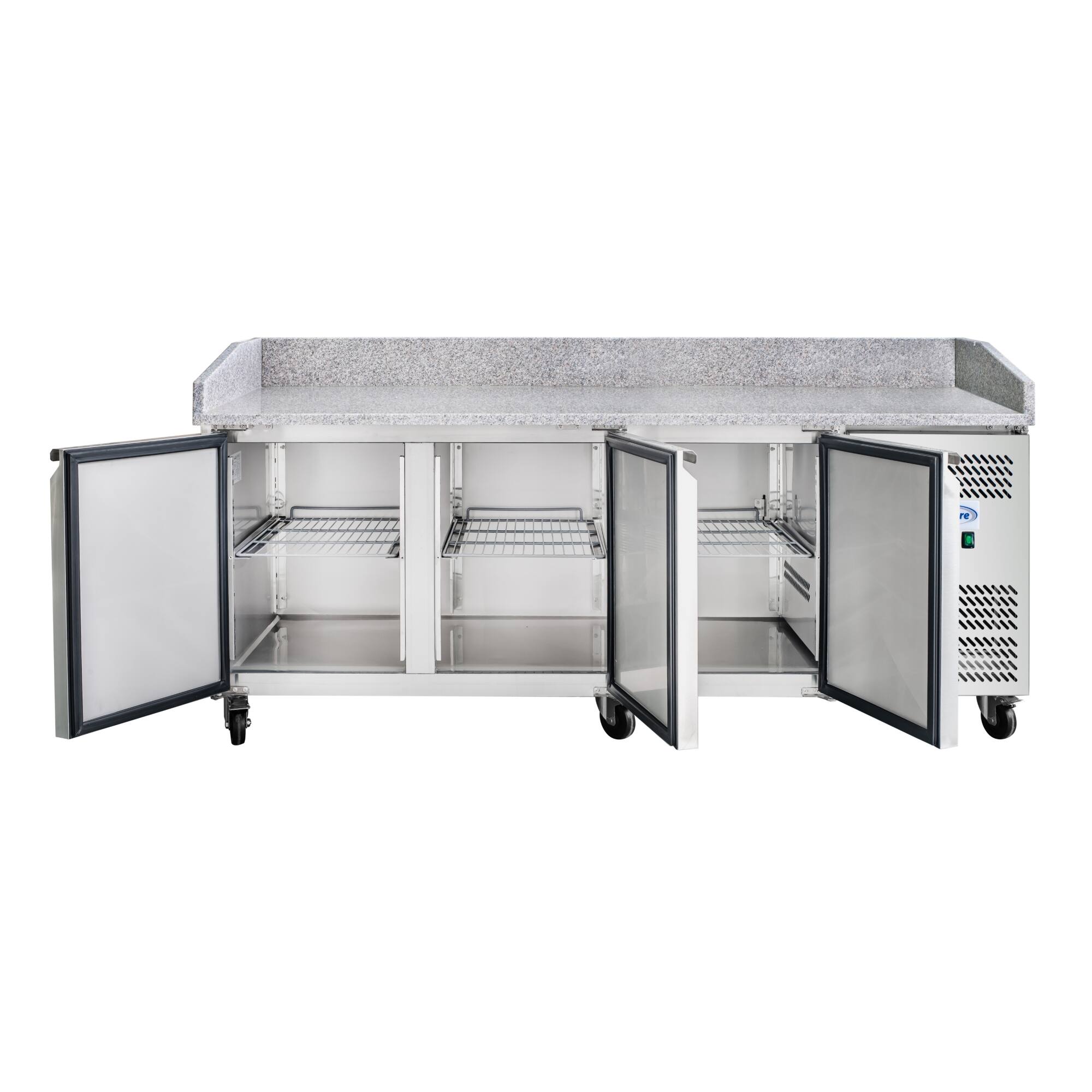Alt View 4. Koolmore - 79 in. Three-Door Commercial Granite Top Refrigerated Pizza Prep Counter in Stainless-Steel (KM-RPPS-3D79-GRT) - Stainless-Steel.