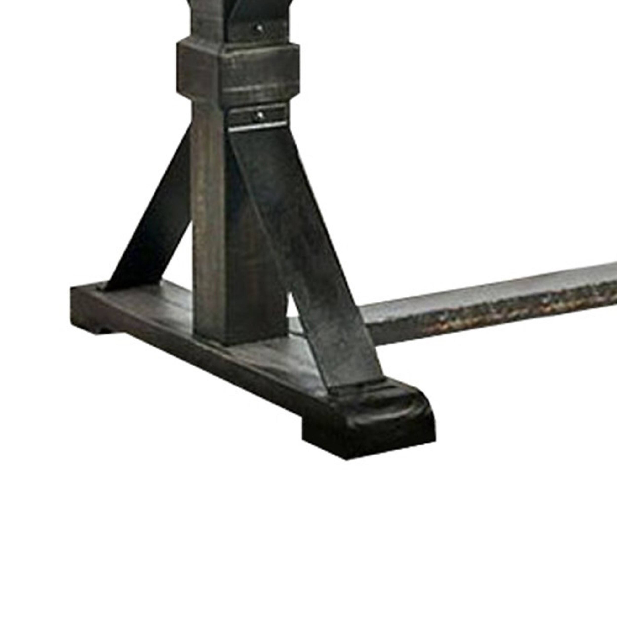 Alt View 3. Manhattan Lane - 72 Inch Wood 6 Seater Dining Table, Trestle Base, Black - Black.