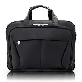 McKleinUSA - 17-Inch Expandable Laptop Briefcase Double Compartment Ballistic Nylon Zippered Front Pockets Travel Office - Black