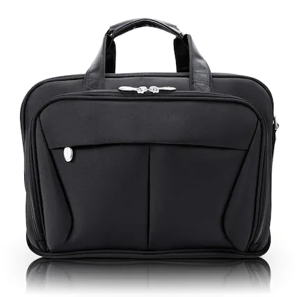 Front. McKleinUSA - 17-Inch Expandable Laptop Briefcase Double Compartment Ballistic Nylon Zippered Front Pockets Travel Office - Black.