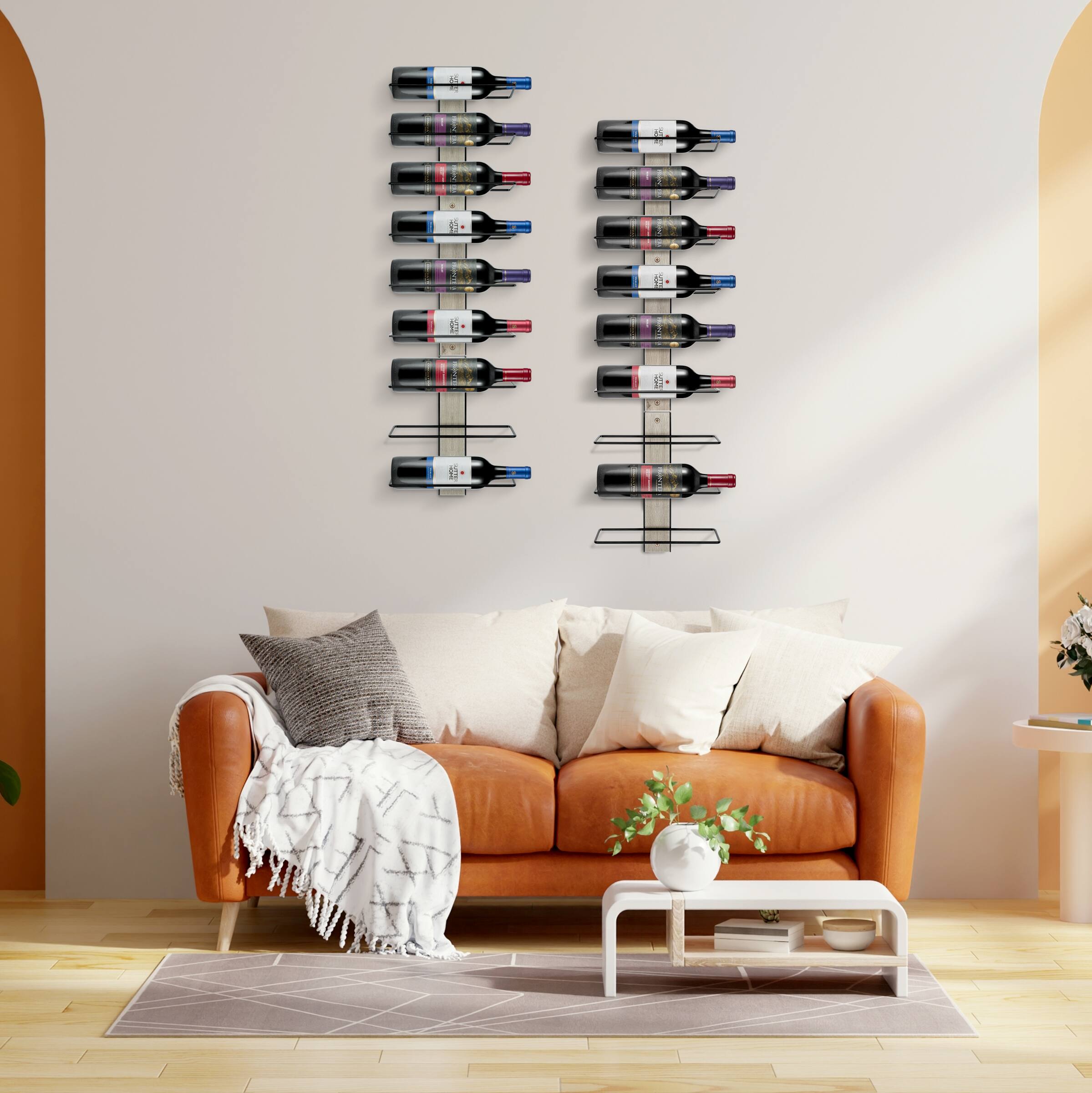Alt View 2. Sorbus - Sorbus Wall Mounted Wine Rack for 18 Wine Bottles, Wood Wine Rack Wall Mounted for Wine Bottles, Decorative Wine Racks - Grey.