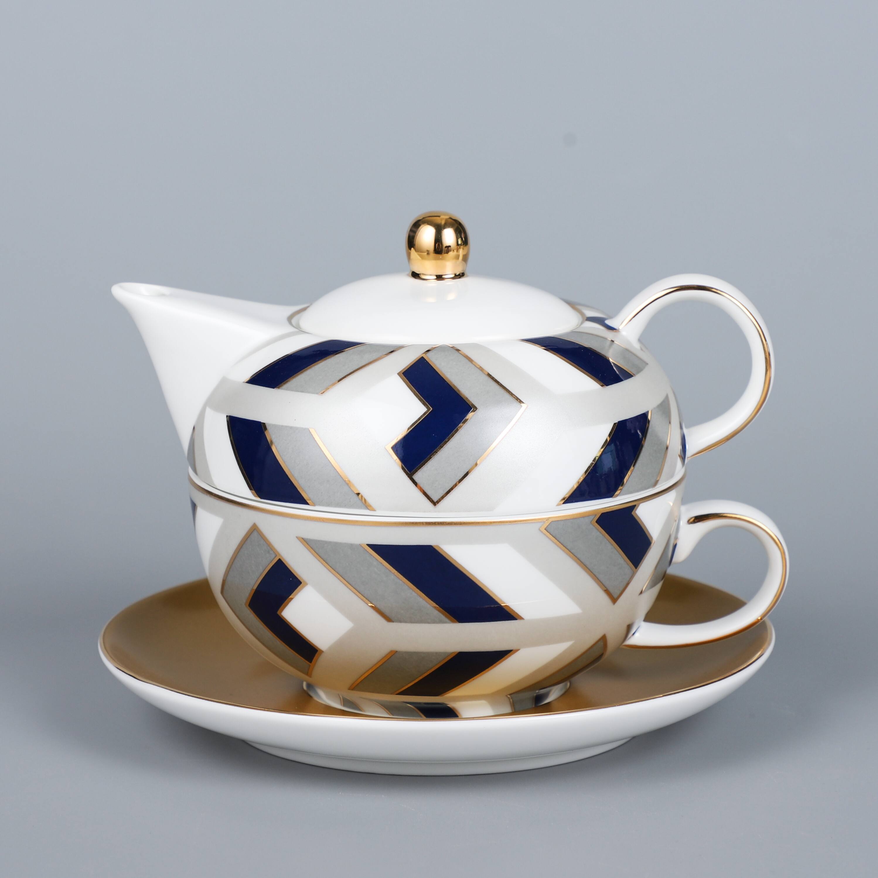 Left. Jiallo - The Elegance in Porcelain Tea Service Collection - Tea for one Tea Set - Multi color.