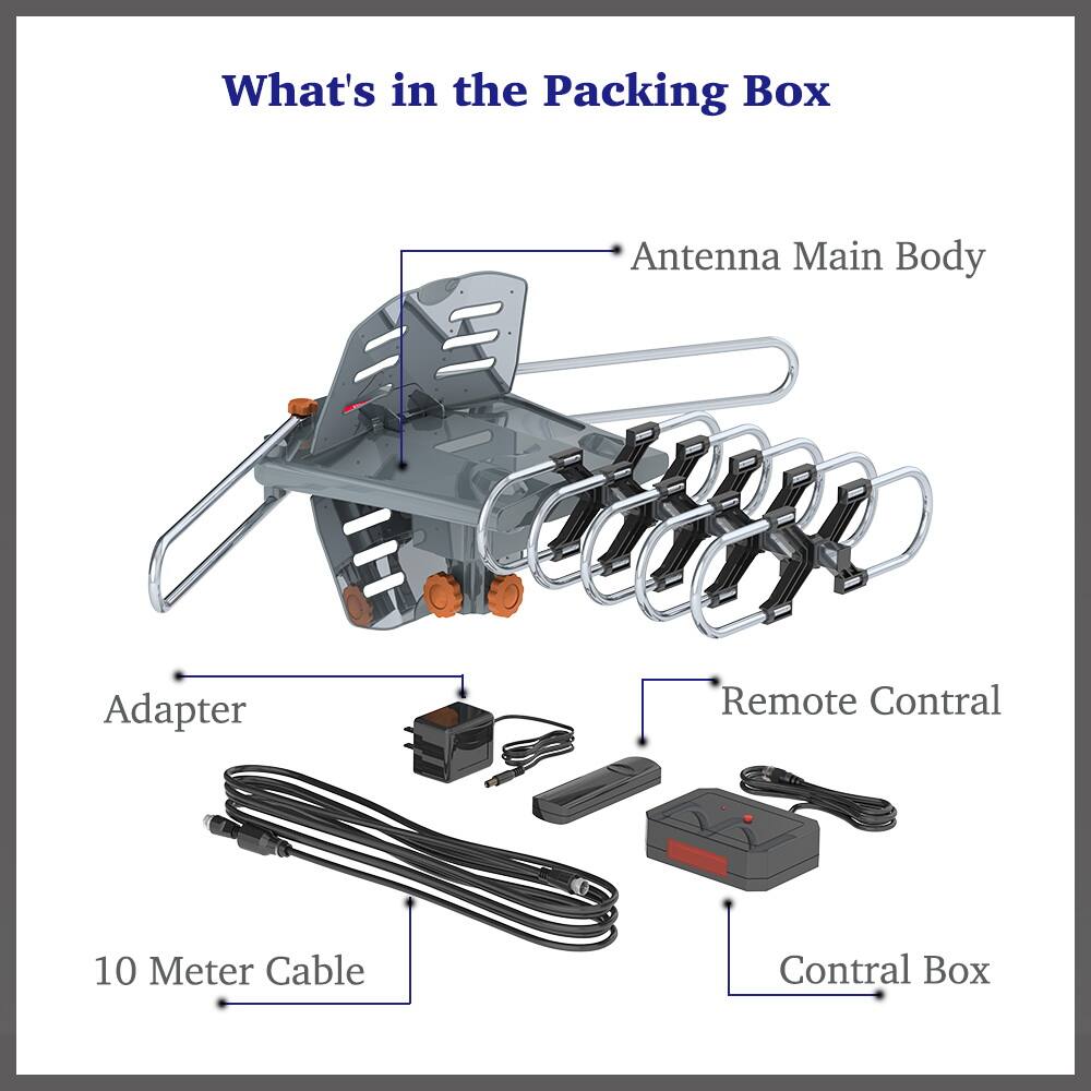 Alt View 4. Winado - This 990 Mile 28-36dB 360° UV Dual-band Outdoor Antenna is a best choice for you.  （The pole  is not included) - Gray.