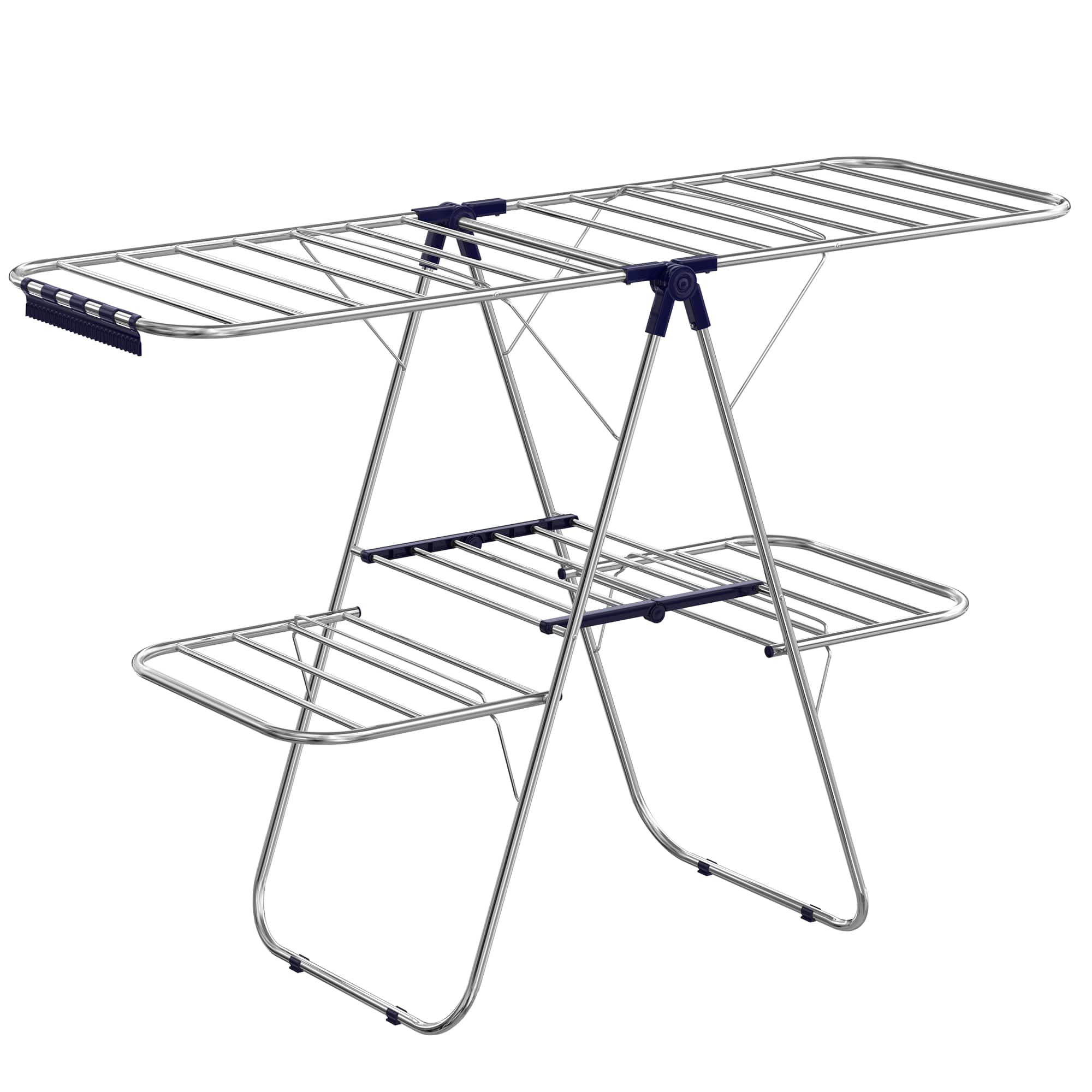 Songmics Home - Clothes Drying Rack, Foldable 2-Level Laundry Drying Rack, Free-Standing Large Drying Rack, with Height-Adjustable Wings - Silver and Blue price history on PriceWatchPro